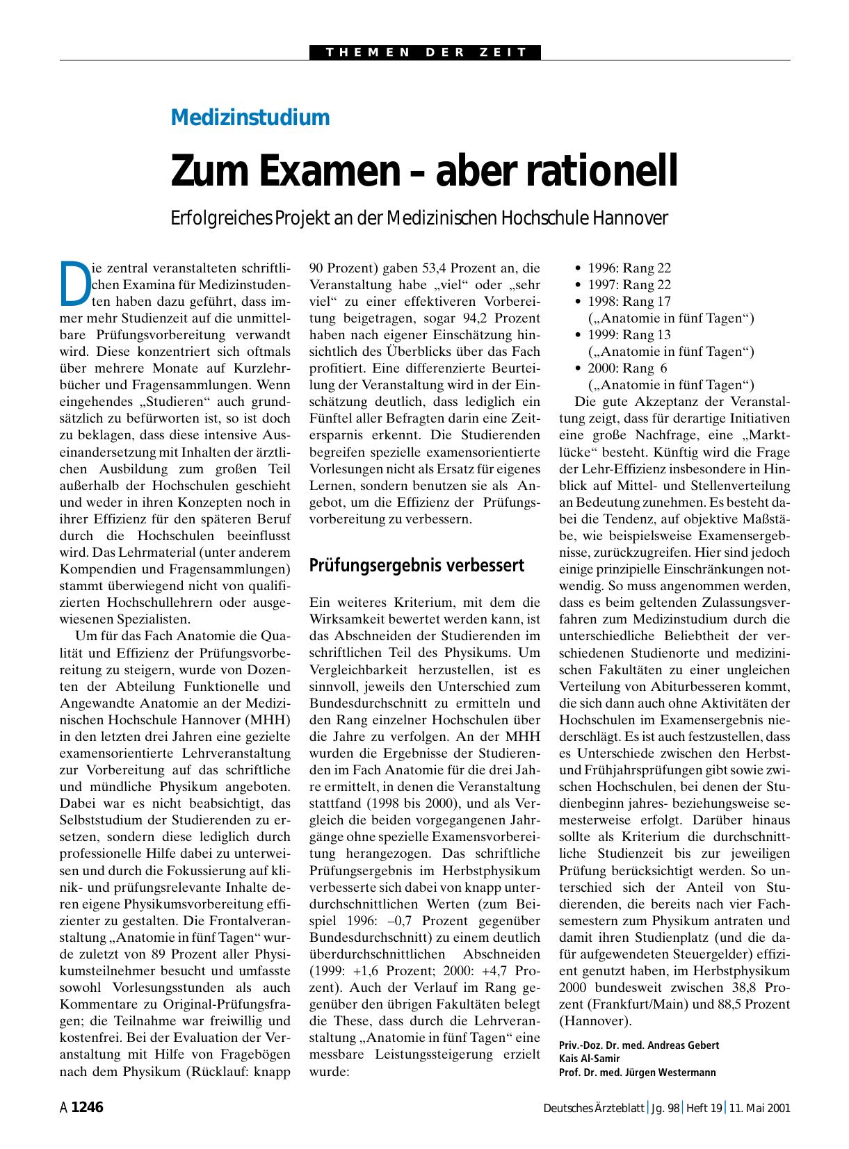 Vorschauseite 1: Medizinstudium: Zum Examen – aber rationell