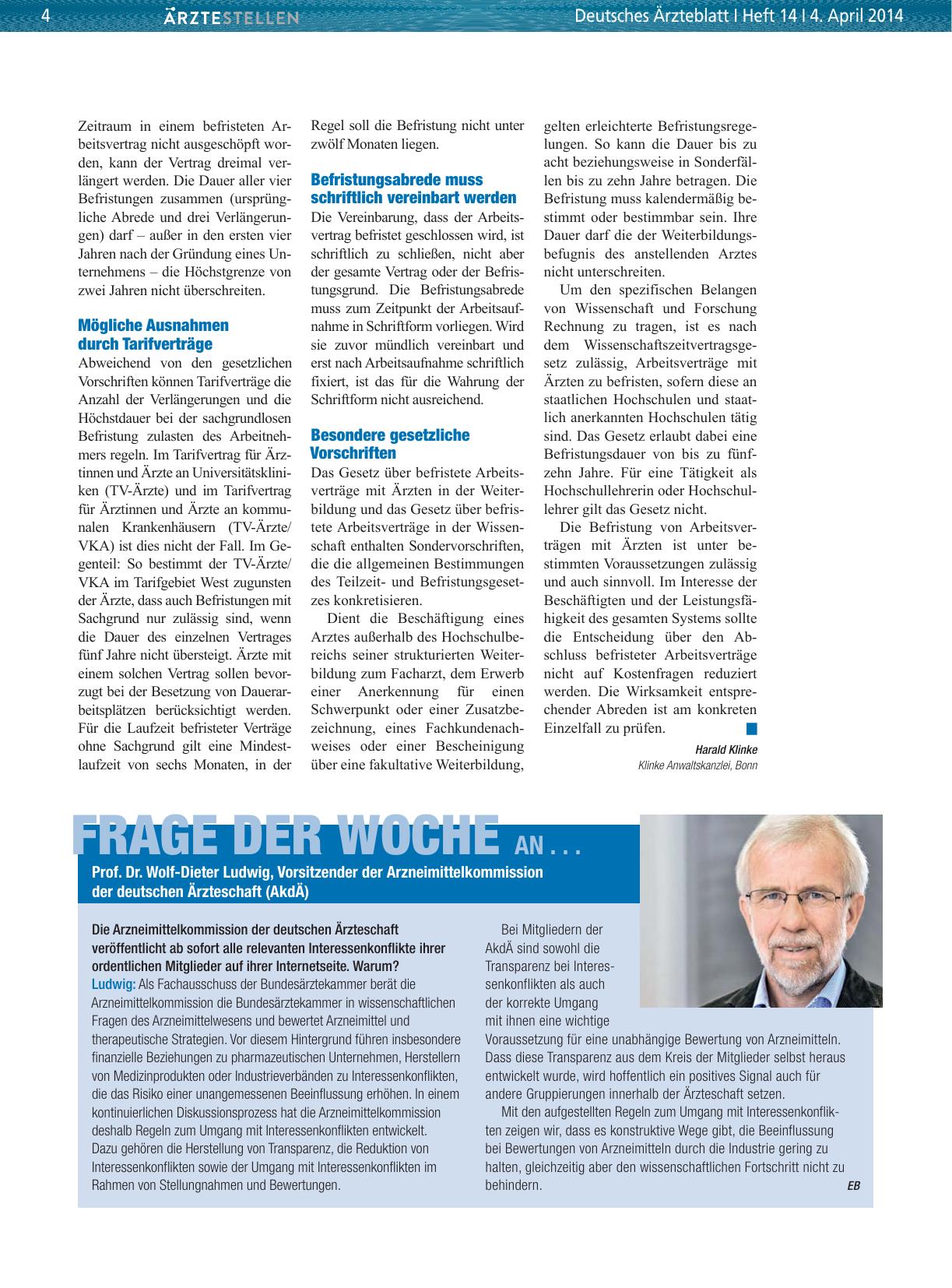 Vorschauseite 1: Frage der Woche an. .. Prof. Dr. Wolf-Dieter Ludwig, Vorsitzender der Arzneimittelkommission der deutschen Ärzteschaft (AkdÄ)