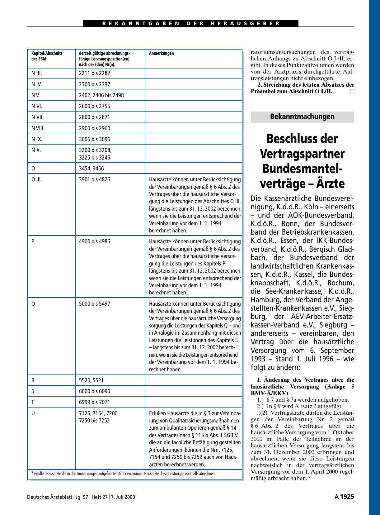 Vorschauseite 1: Beschluss der Vertragspartner Bundesmantelverträge – Ärzte