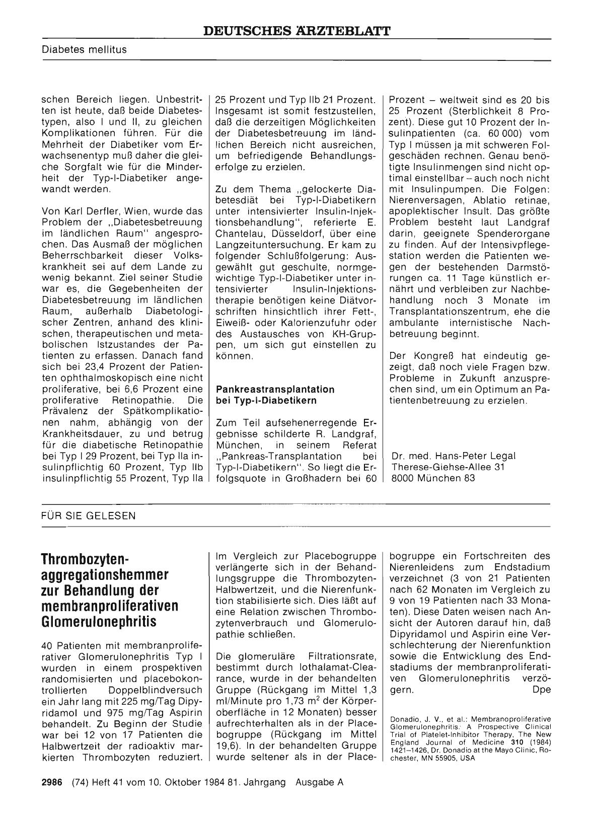 Vorschauseite 1: Thrombozytenaggregationshemmer zur Behandlung der membranproliferativen Glomerulonephritis