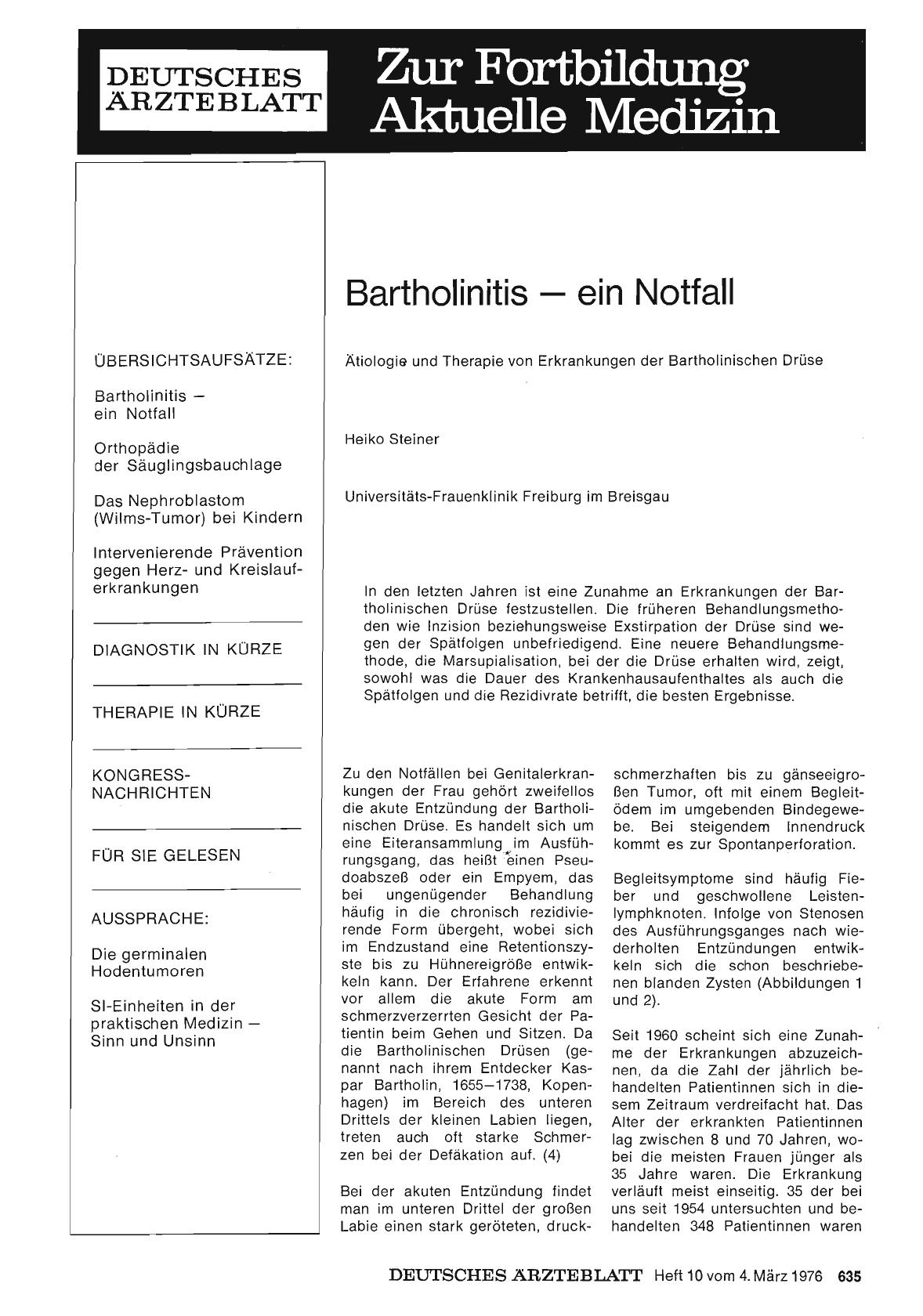 Vorschauseite 1: Bartholinitis — ein Notfall