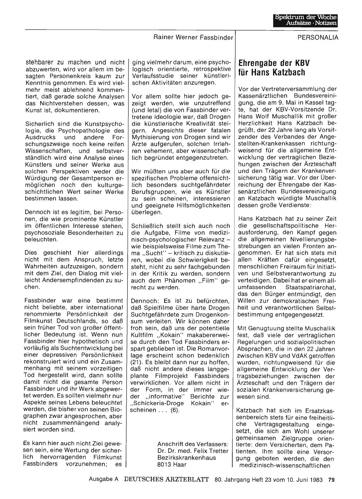 Vorschauseite 1: Ehrengabe der KBV für Hans Katzbach