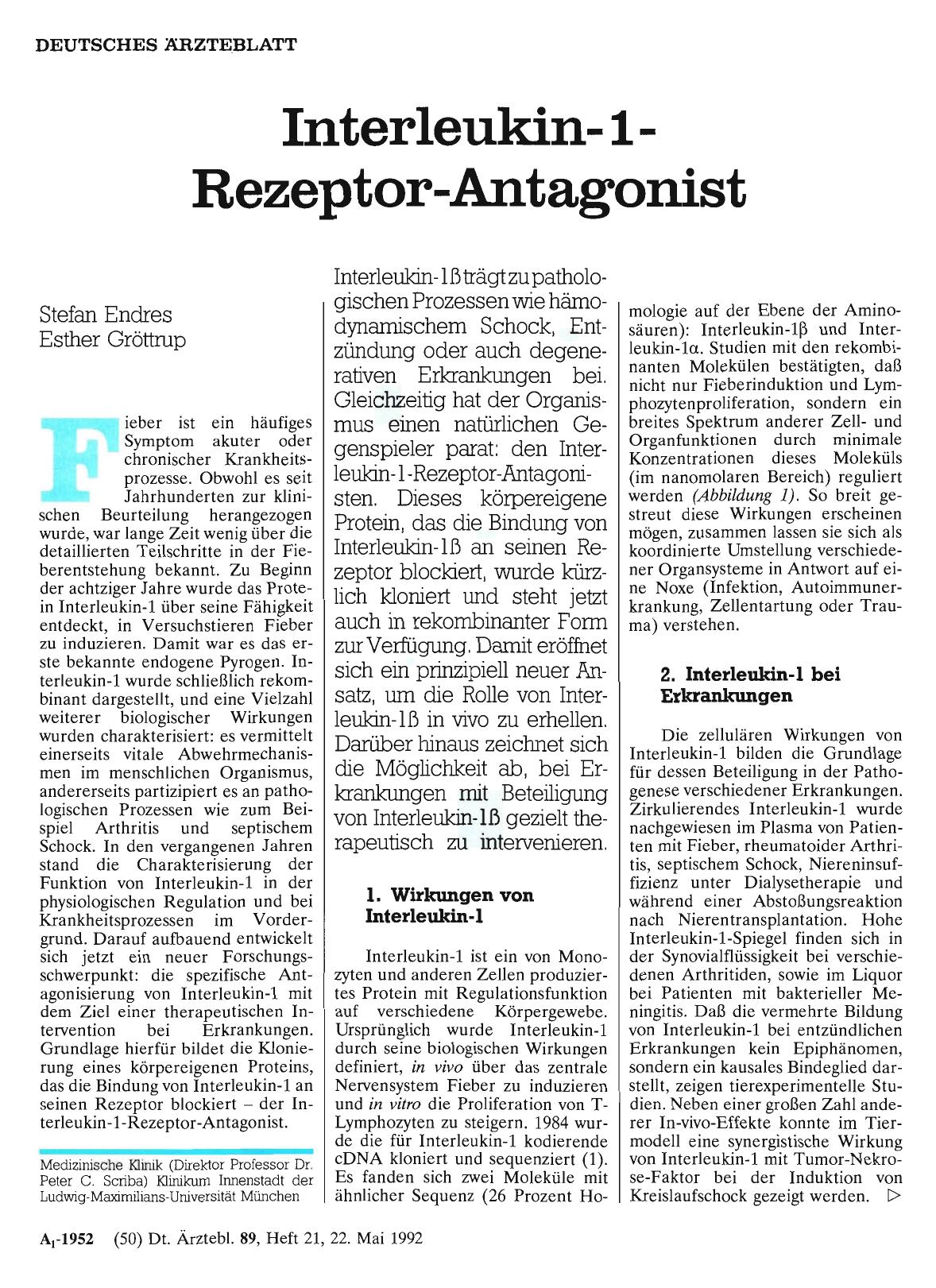 Vorschauseite 1: Interleukin-1-Rezeptor-Antagonist