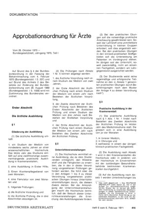 Vorschauseite 1: Approbationsordnung für Ärzte