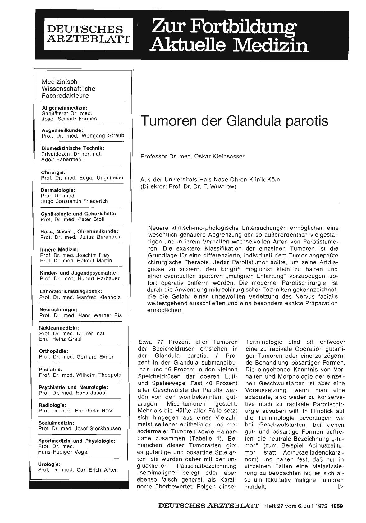 Vorschauseite 1: Tumoren der Glandula parotis
