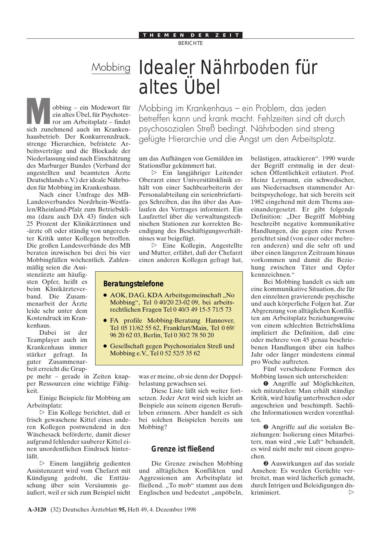 Vorschauseite 1: Mobbing: Idealer Nährboden für altes Übel