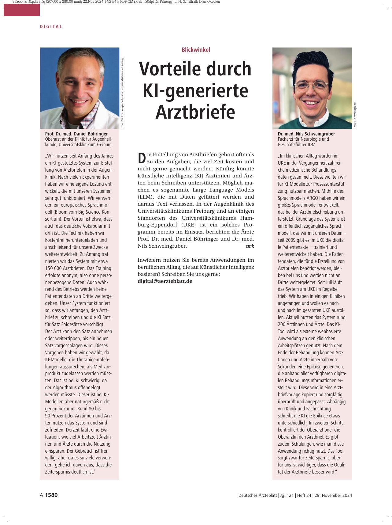 Vorschauseite 1: Blickwinkel: Vorteile durch KI-generierte Arztbriefe