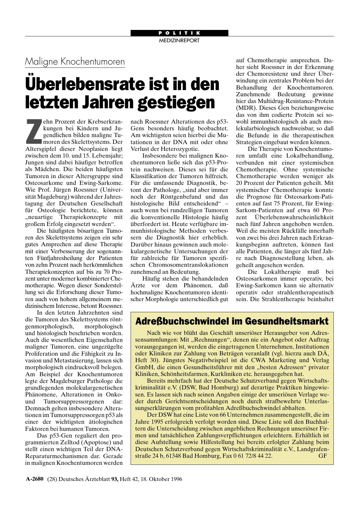 Vorschauseite 1: Adreßbuchschwindel im Gesundheitsmarkt