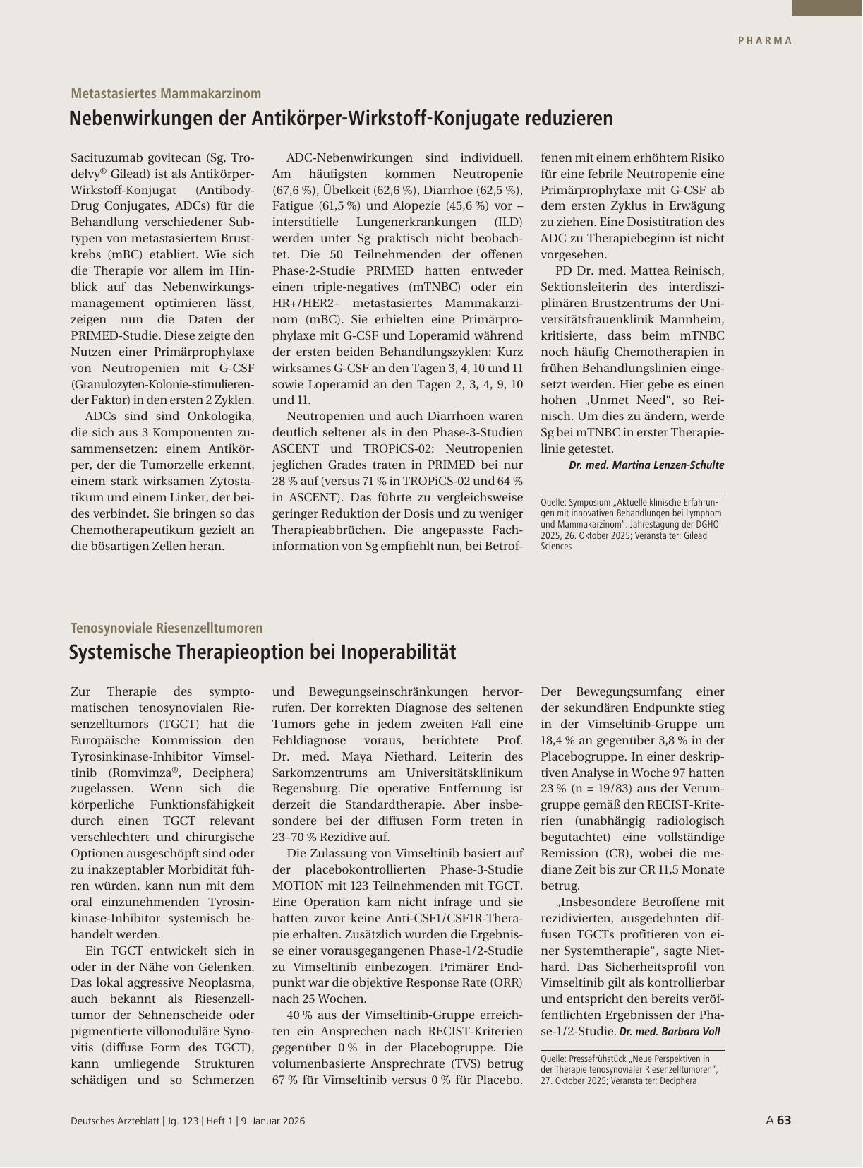 Vorschauseite 1: Metastasiertes Mammakarzinom: Nebenwirkungen der Antikörper-Wirkstoff-Konjugate reduzieren