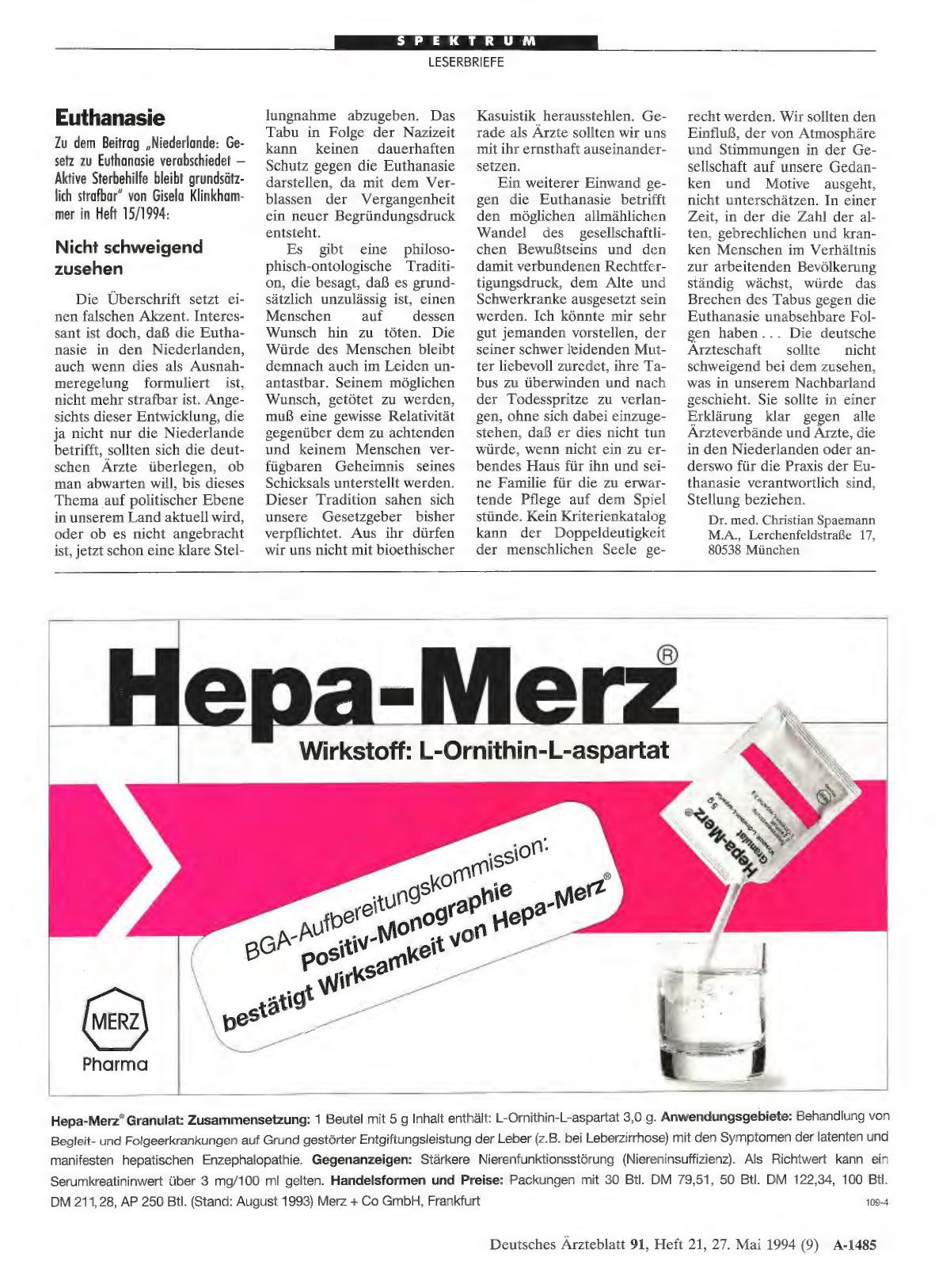 Vorschauseite 1: Euthanasie: Nicht schweigend zusehen