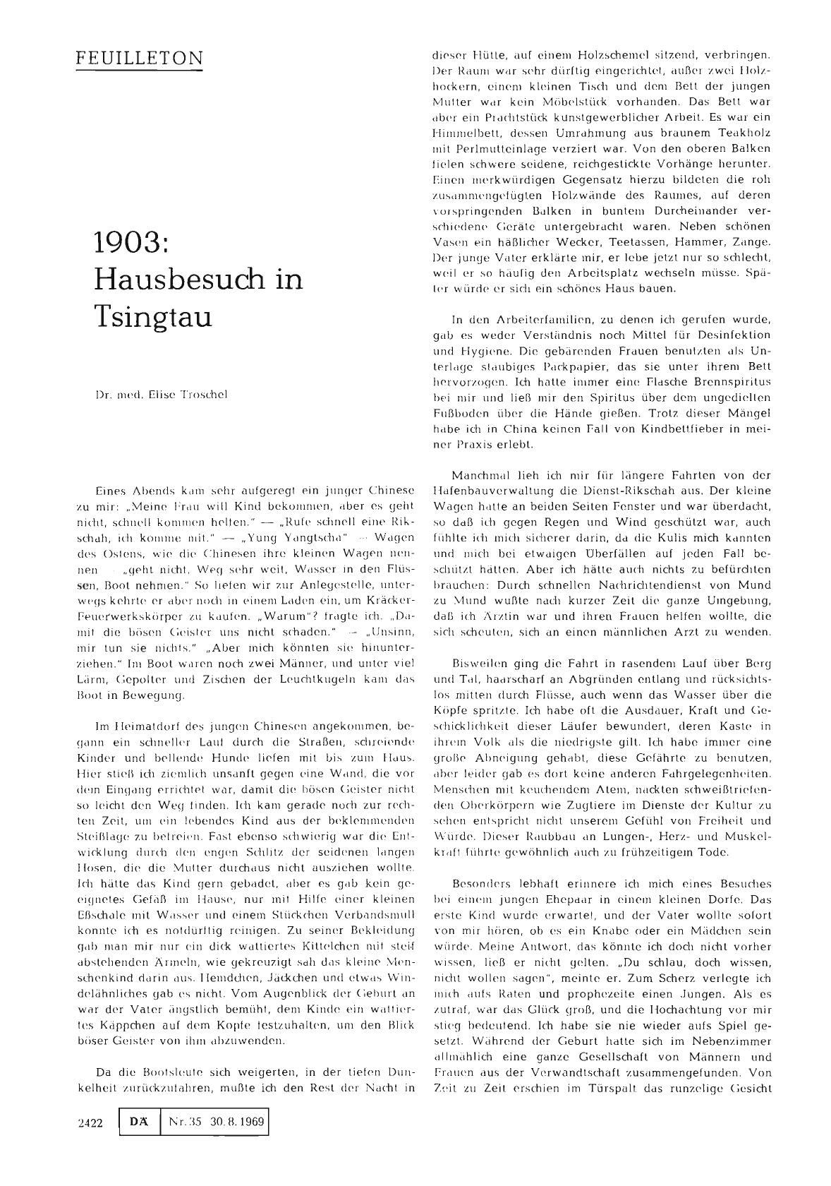 Vorschauseite 1: 1903: Hausbesuch in Tsingtau