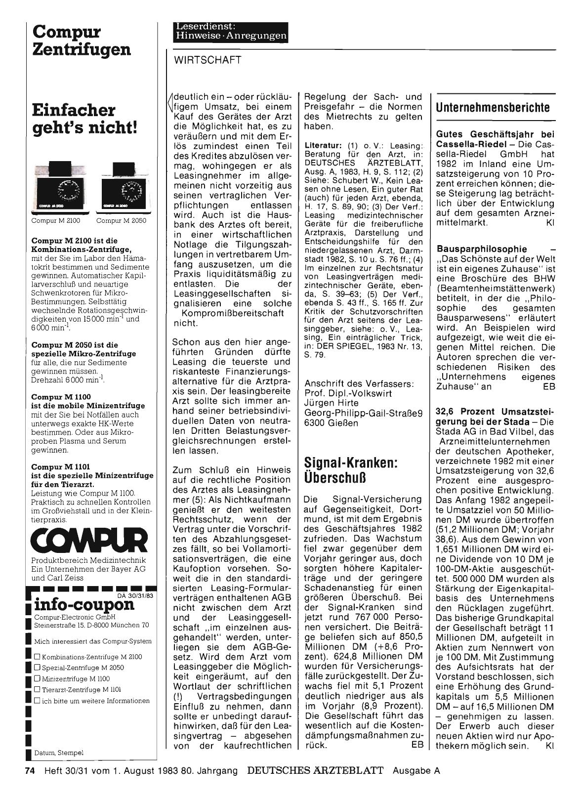 Vorschauseite 1: Signal-Kranken: Überschuß