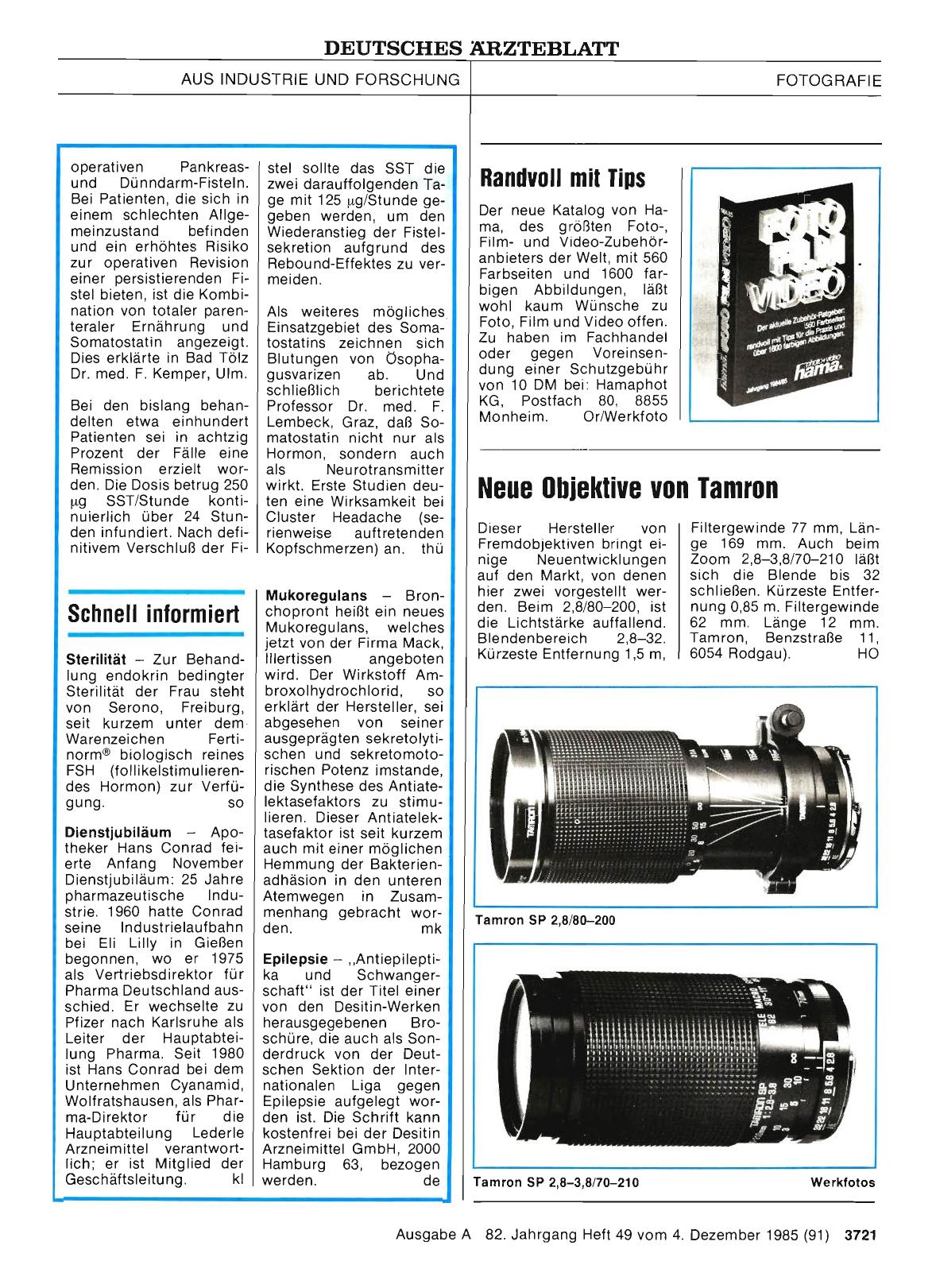 Vorschauseite 1: Neue Objektive von Tamron