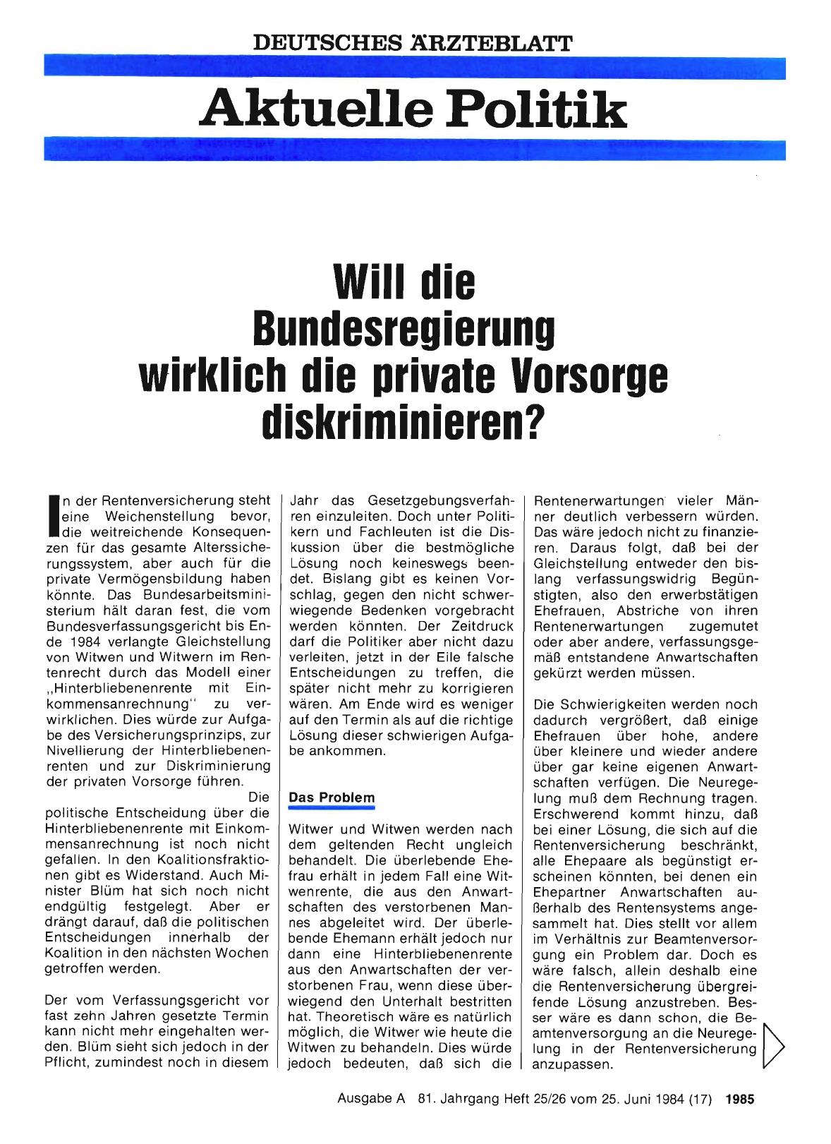 Vorschauseite 1: Will die Bundesregierung wirklich die private Vorsorge diskriminieren?