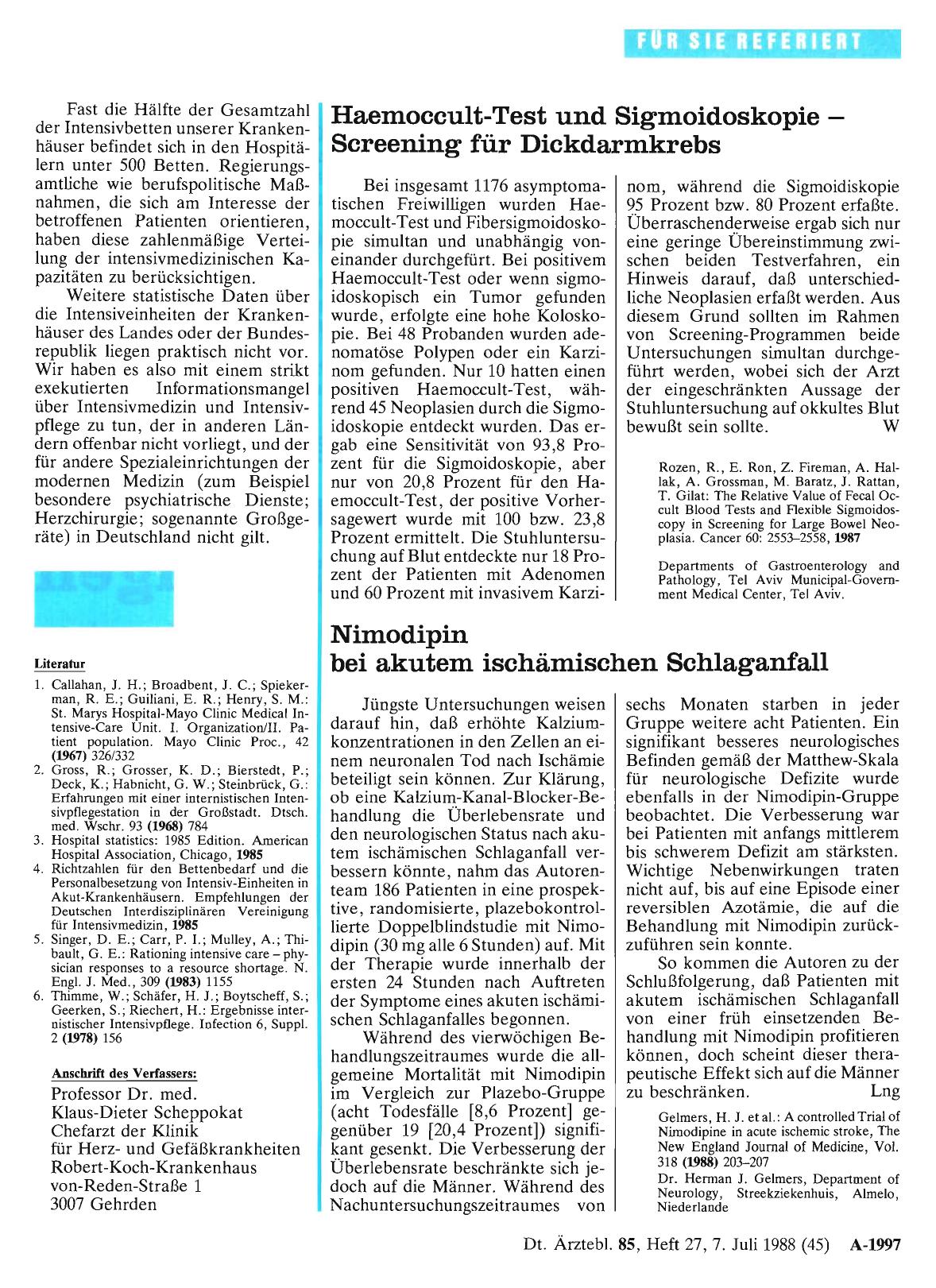 Vorschauseite 1: Nimodipin bei akutem ischämischen Schlaganfall