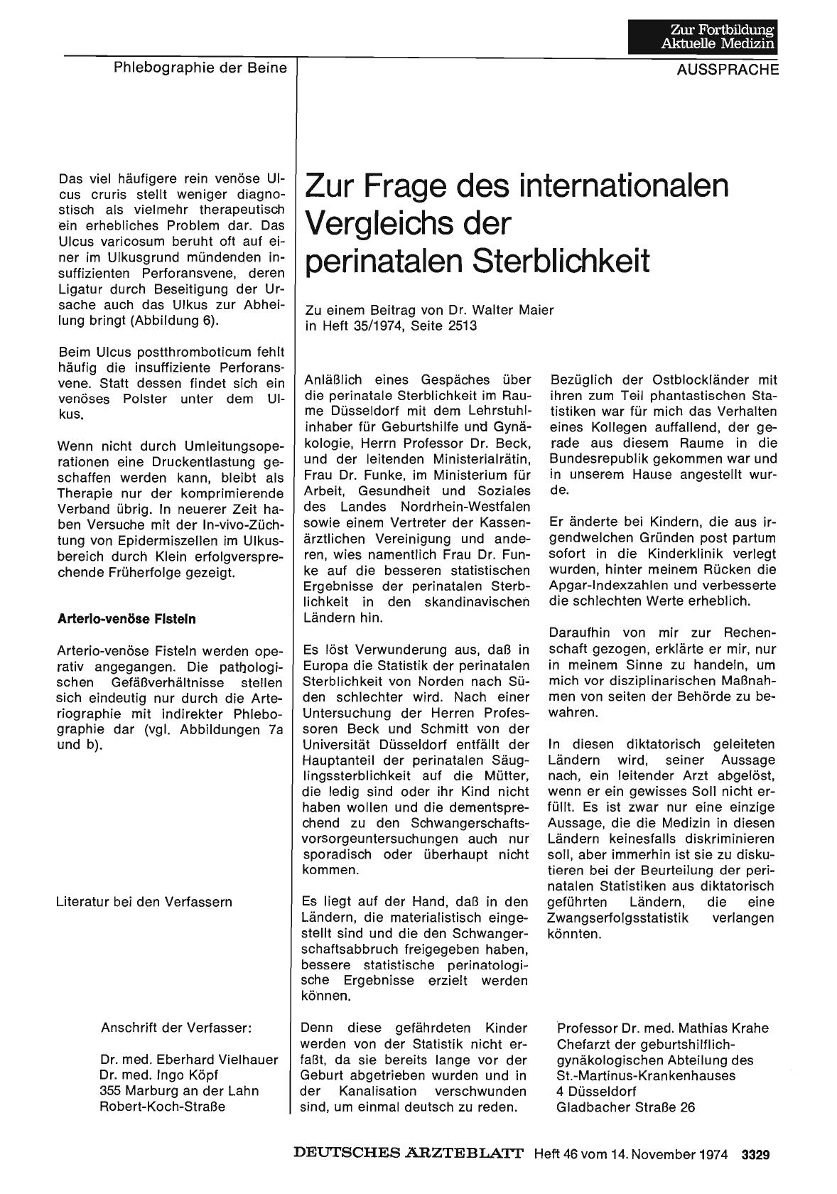 Vorschauseite 1: Zur Frage des internationalen Vergleichs der perinatalen Sterblichkeit