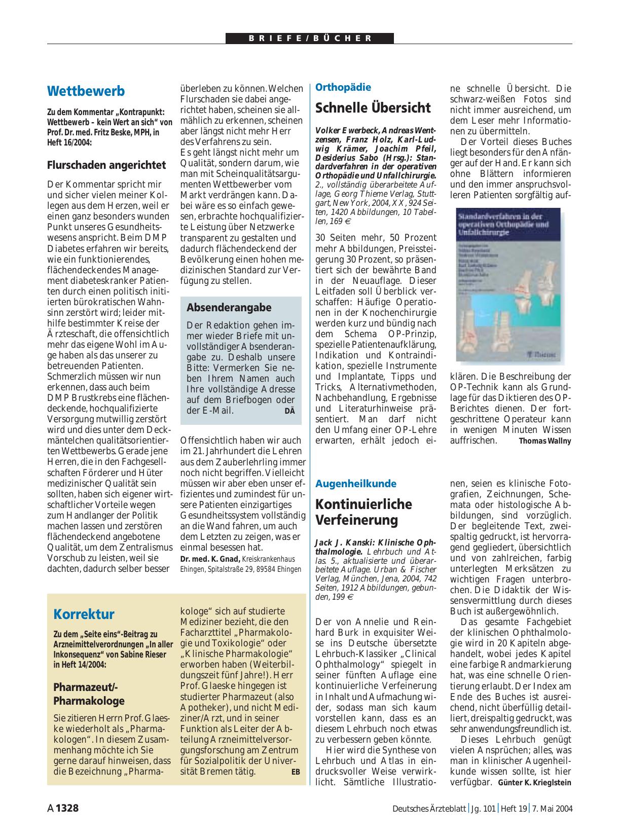 Vorschauseite 1: Klinische Ophthalmologie