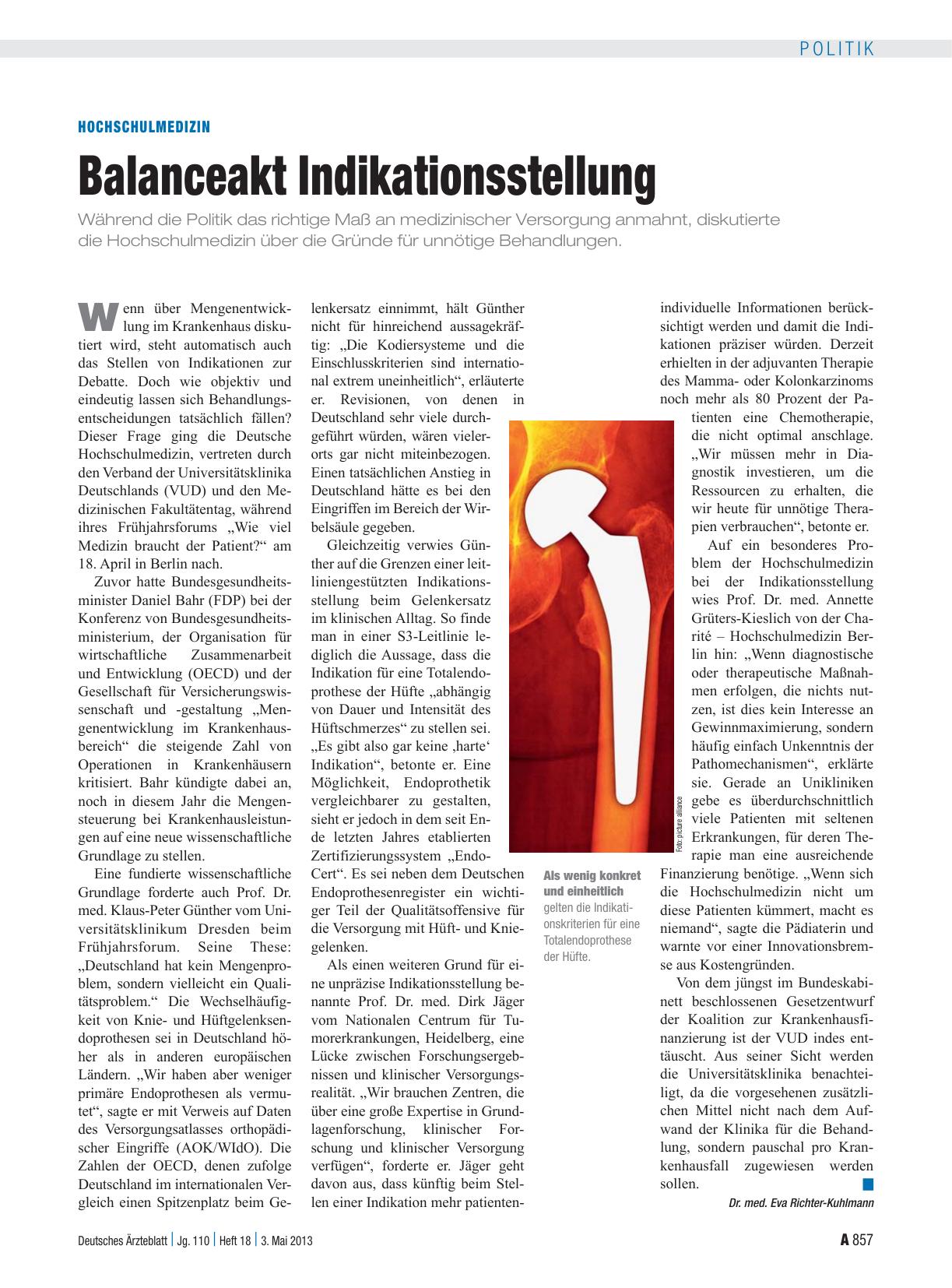 Vorschauseite 1: Hochschulmedizin: Balanceakt Indikationsstellung