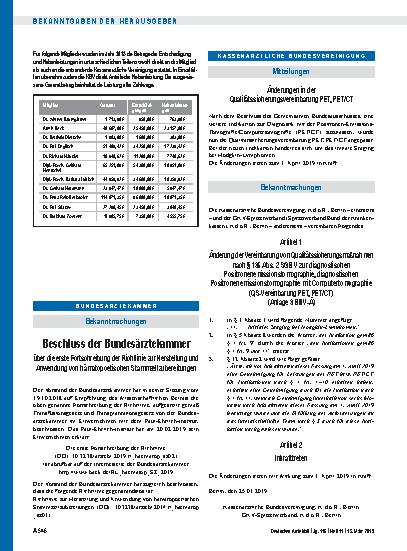 Vorschauseite 1: Änderungen in der Qualitätssicherungsvereinbarung PET, PET/CT