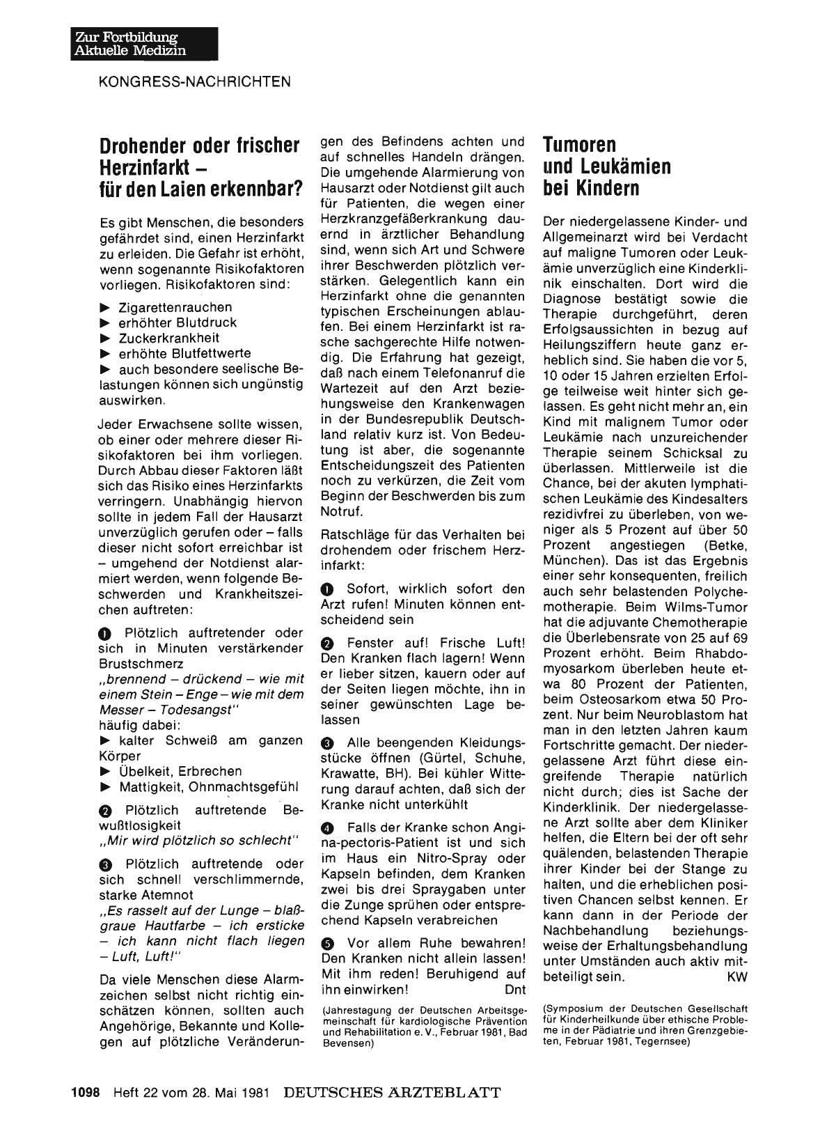 Vorschauseite 1: Drohender oder frischer Herzinfarkt - für den Laien erkennbar?