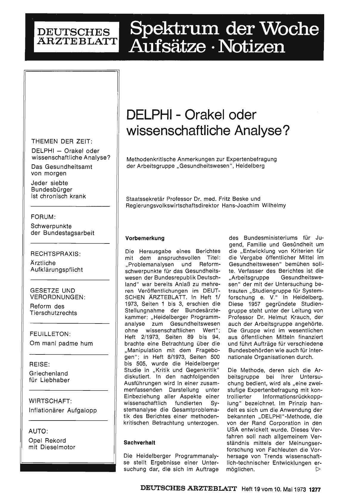 Vorschauseite 1: DELPHI - Orakel oder wissenschaftliche Analyse?