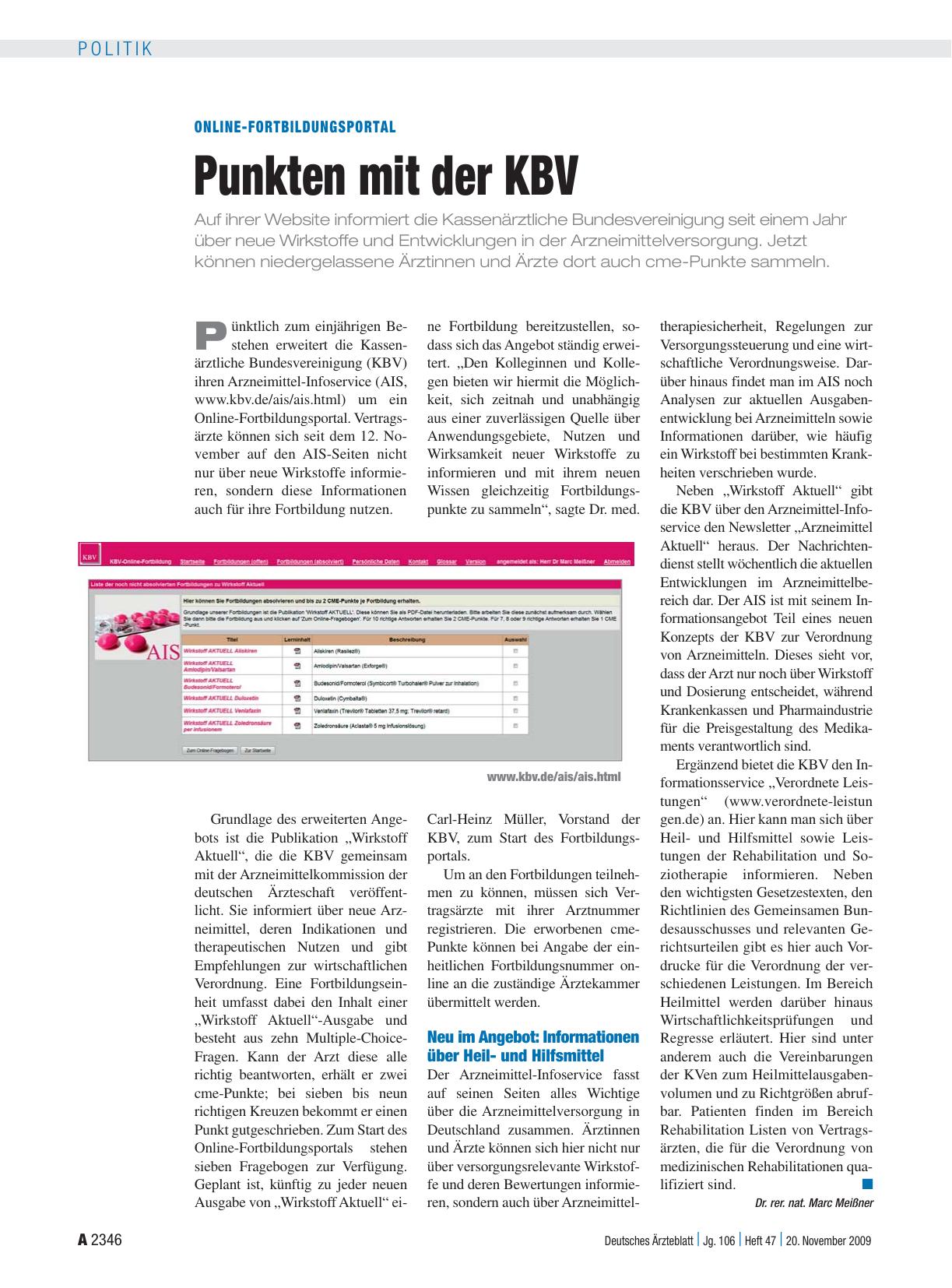 Vorschauseite 1: Online-Fortbildungsportal: Punkten mit der KBV