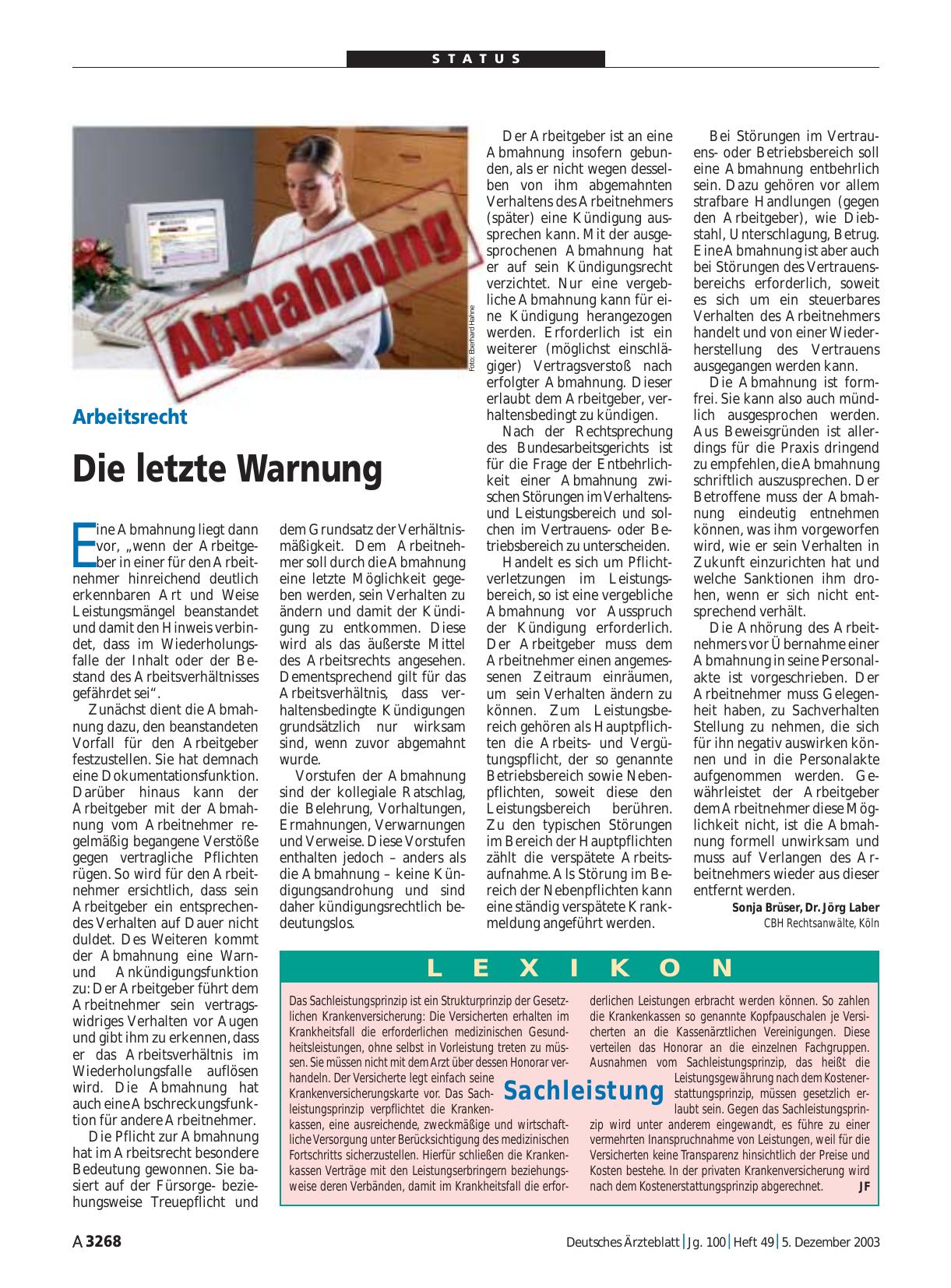 Vorschauseite 1: Abmahnung: Die letzte Warnung