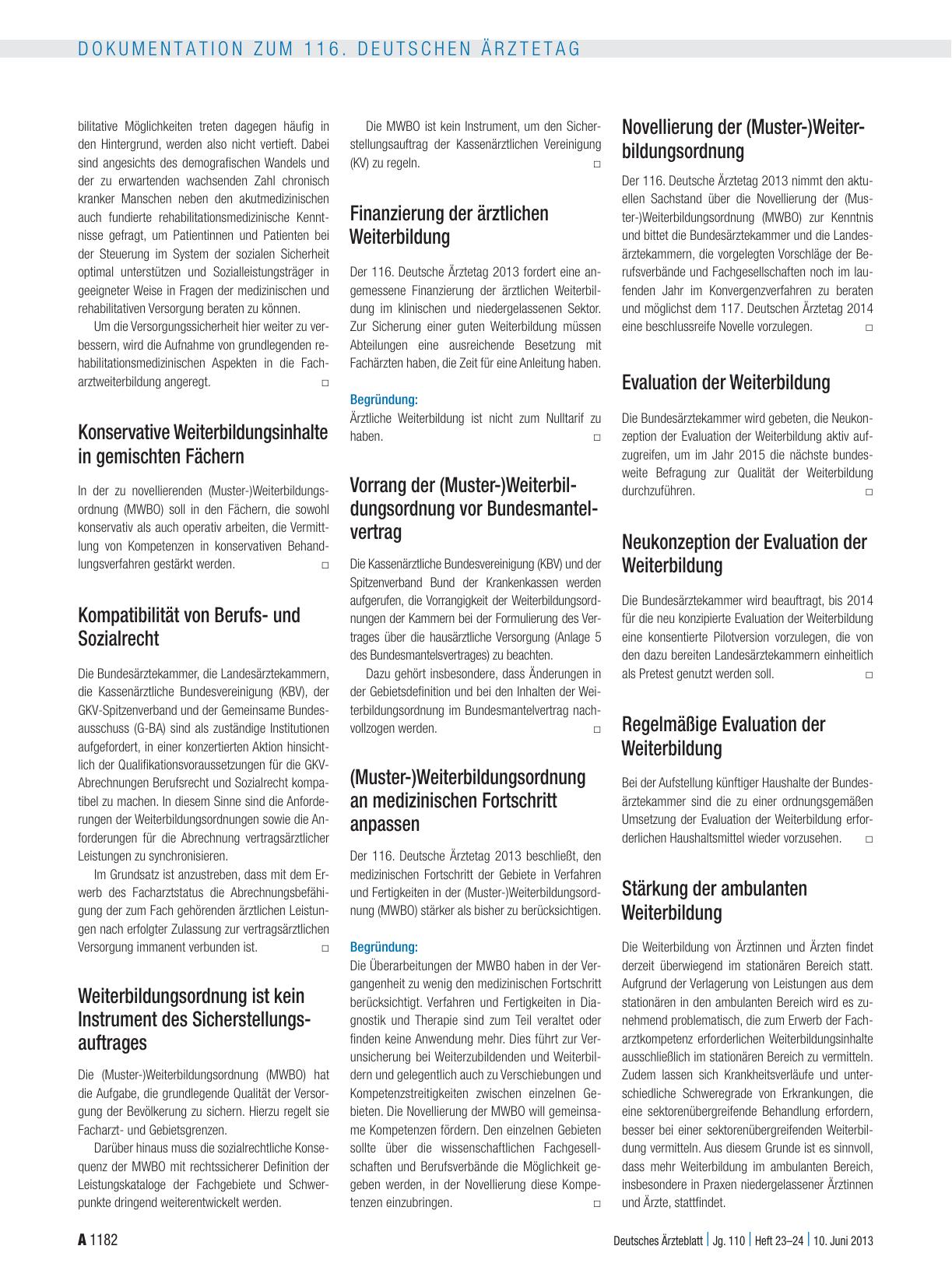 Vorschauseite 3: Entschliessungen zum Tagesordnungspunkt IV: (Muster-)Weiterbildungsordnung