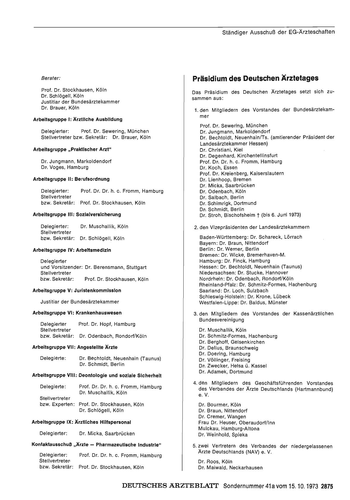 Vorschauseite 1: Präsidium des Deutschen Ärztetages