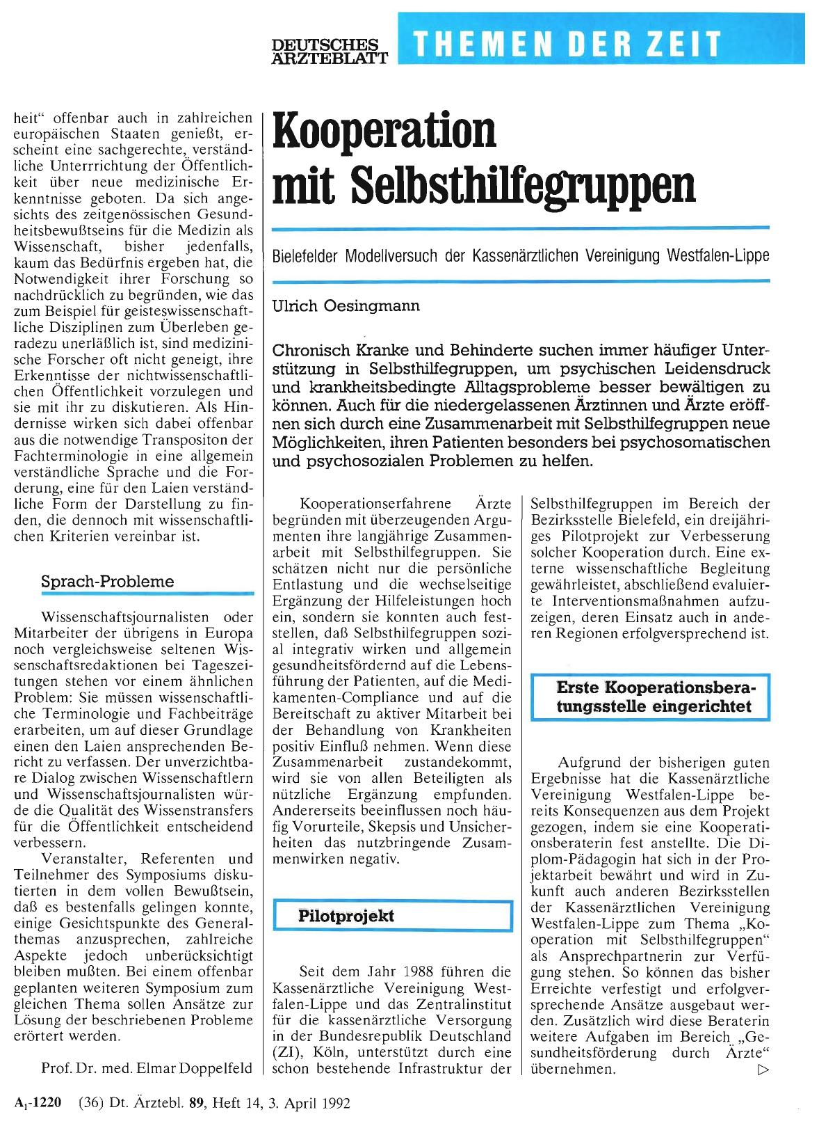 Vorschauseite 1: Kooperation mit Selbsthilfegruppen