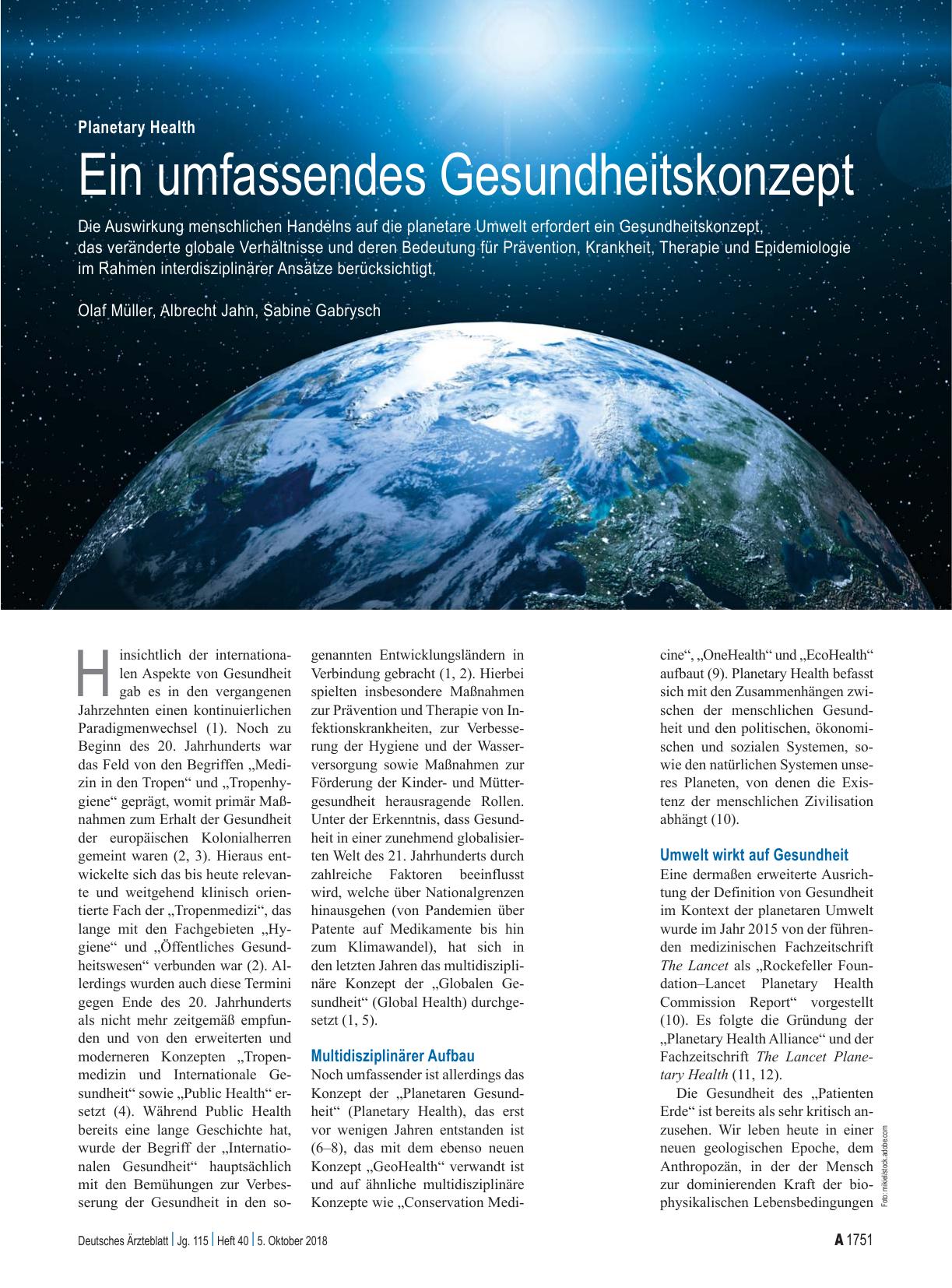 Vorschauseite 1: Planetary Health: Ein umfassendes Gesundheitskonzept