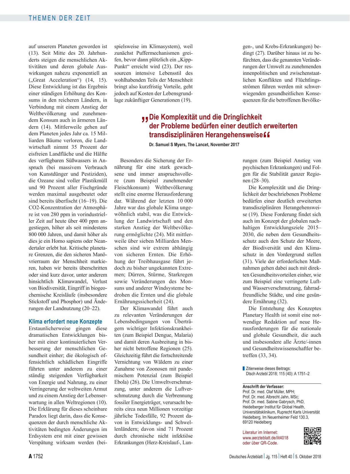 Vorschauseite 2: Planetary Health: Ein umfassendes Gesundheitskonzept