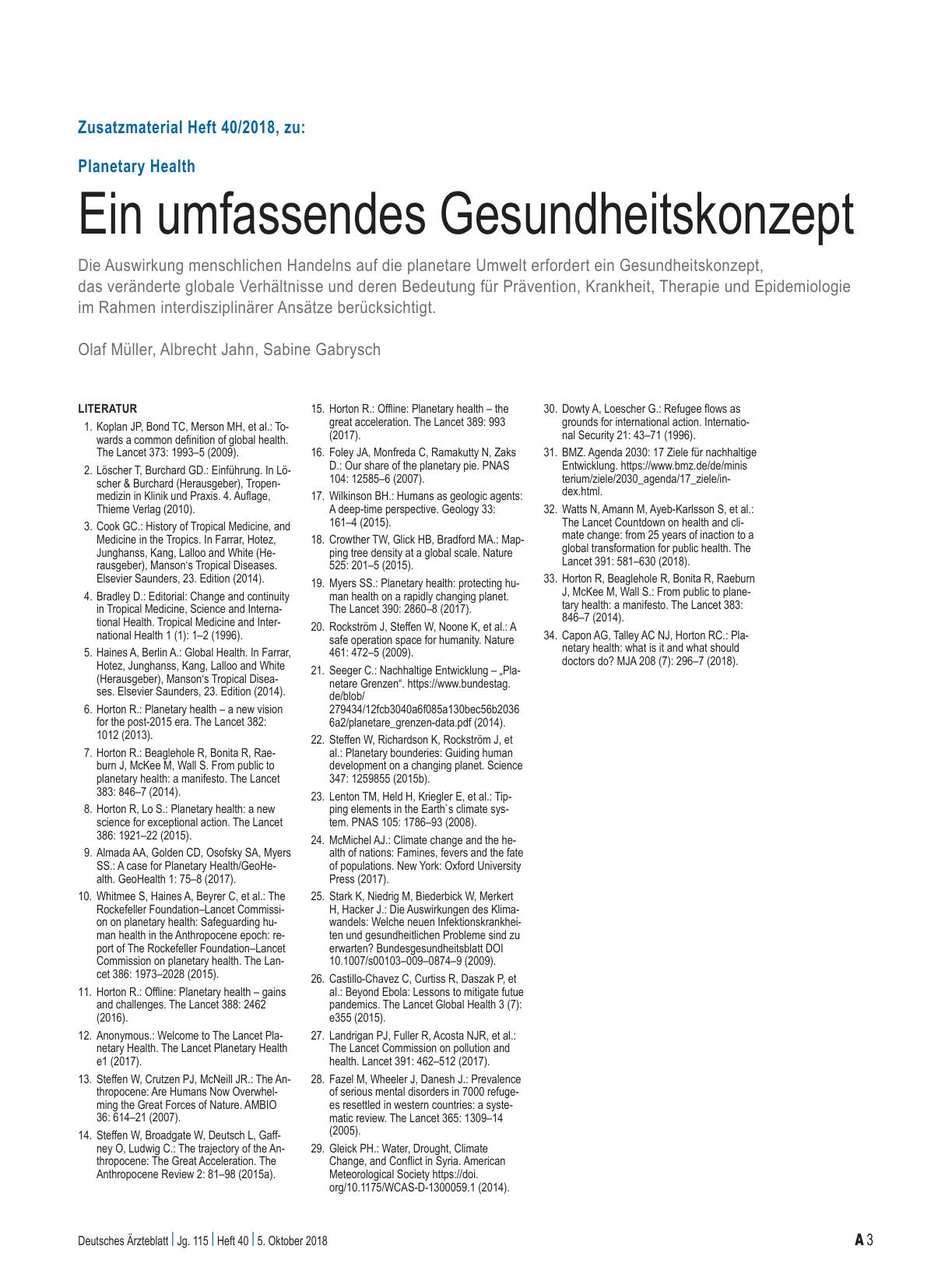 Vorschauseite 3: Planetary Health: Ein umfassendes Gesundheitskonzept