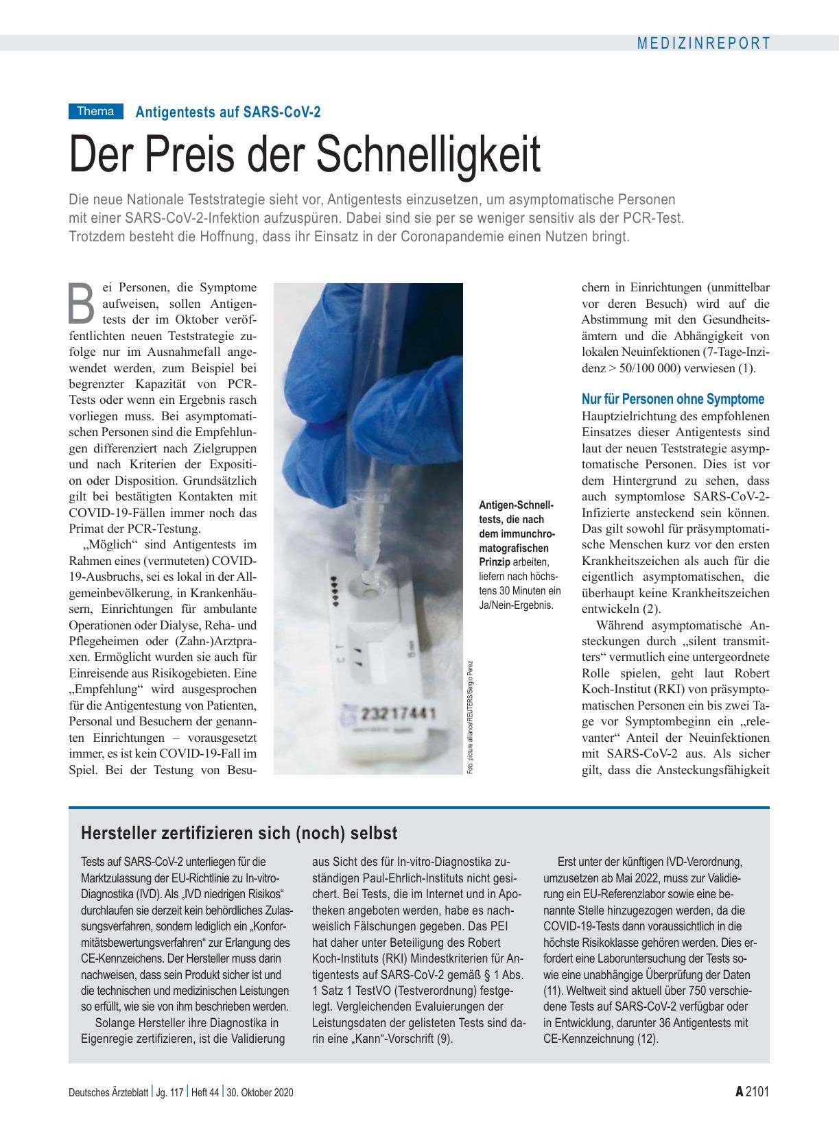 Vorschauseite 1: Antigentests auf SARS-CoV-2: Der Preis der Schnelligkeit