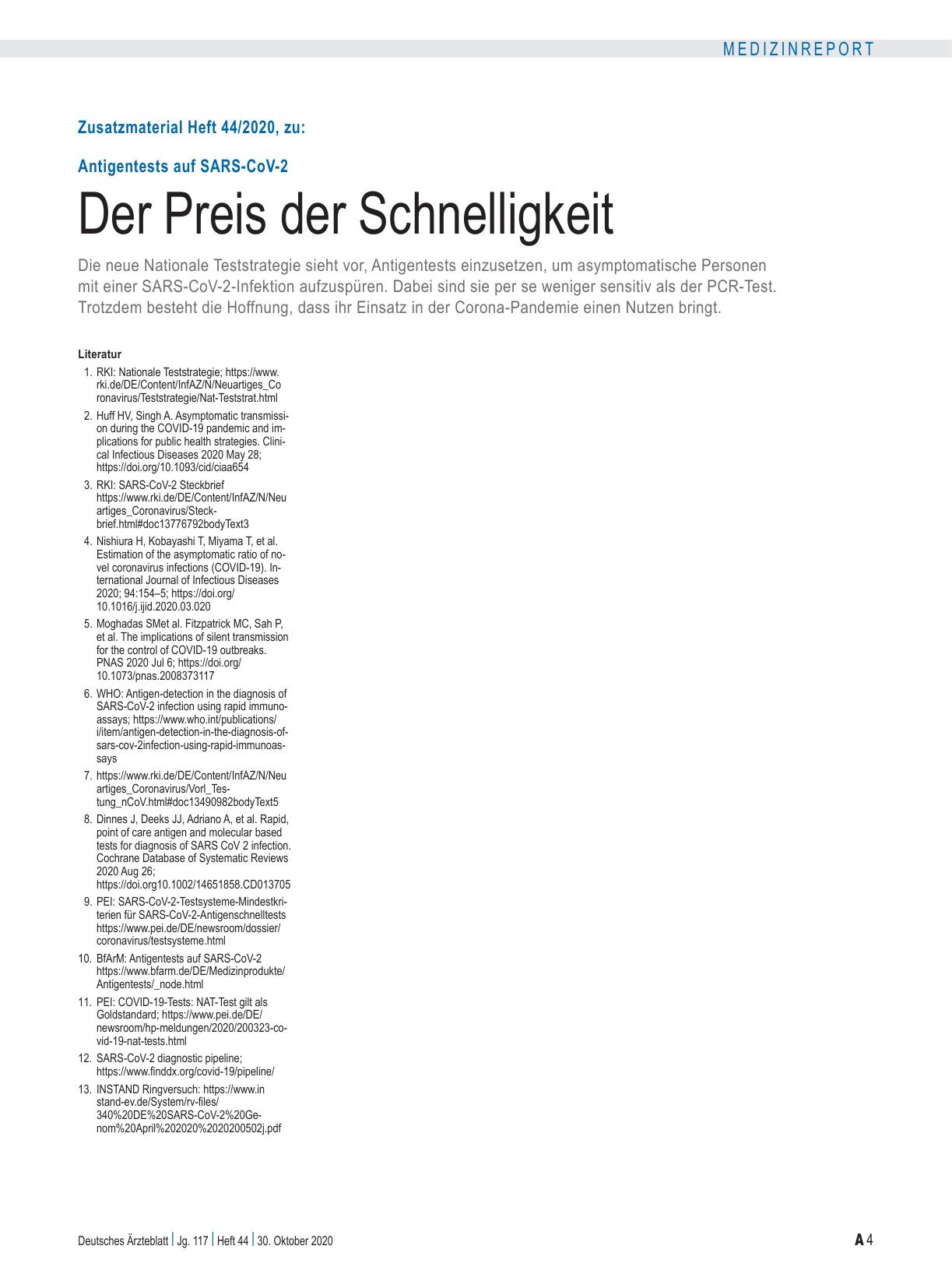 Vorschauseite 4: Antigentests auf SARS-CoV-2: Der Preis der Schnelligkeit