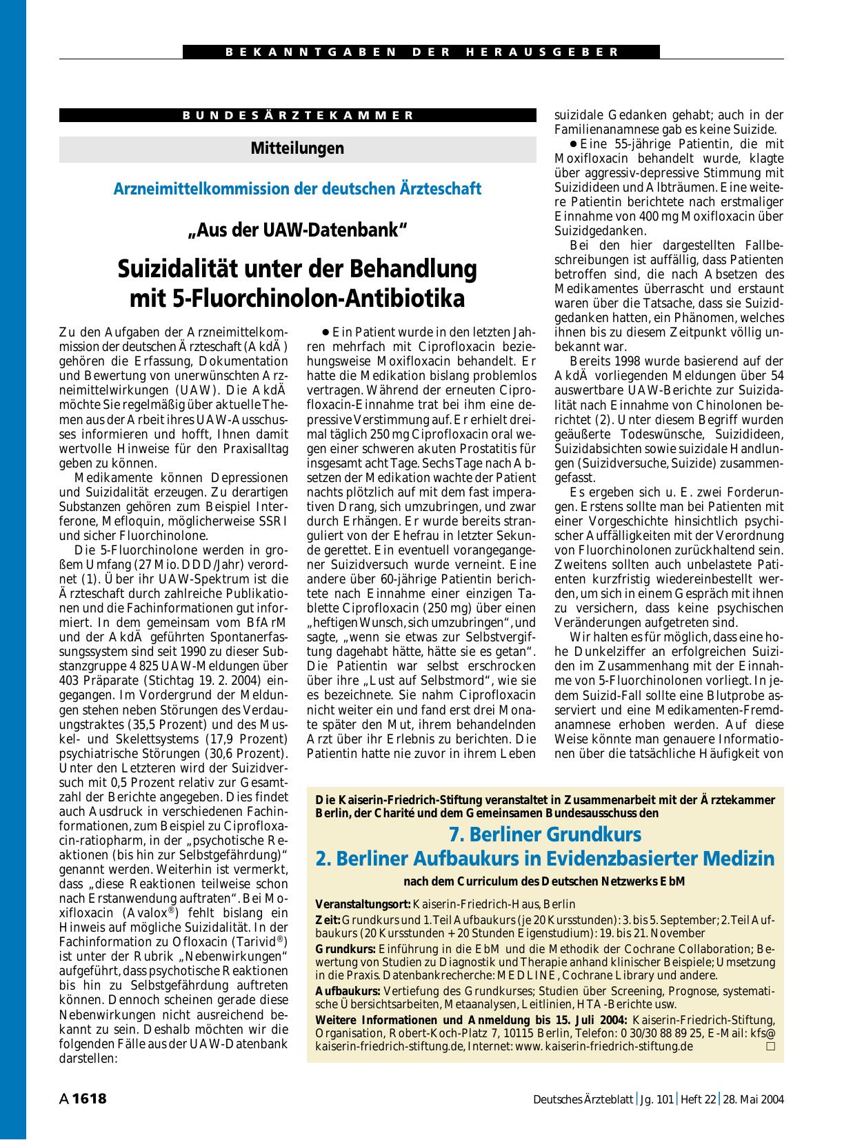 Vorschauseite 1: 7. Berliner Grundkurs 2. Berliner Aufbaukurs in Evidenzbasierter Medizin