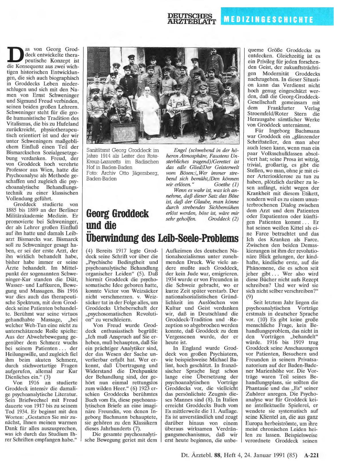 Vorschauseite 1: Georg Groddeck und die Überwindung des Leib-Seele-Problems