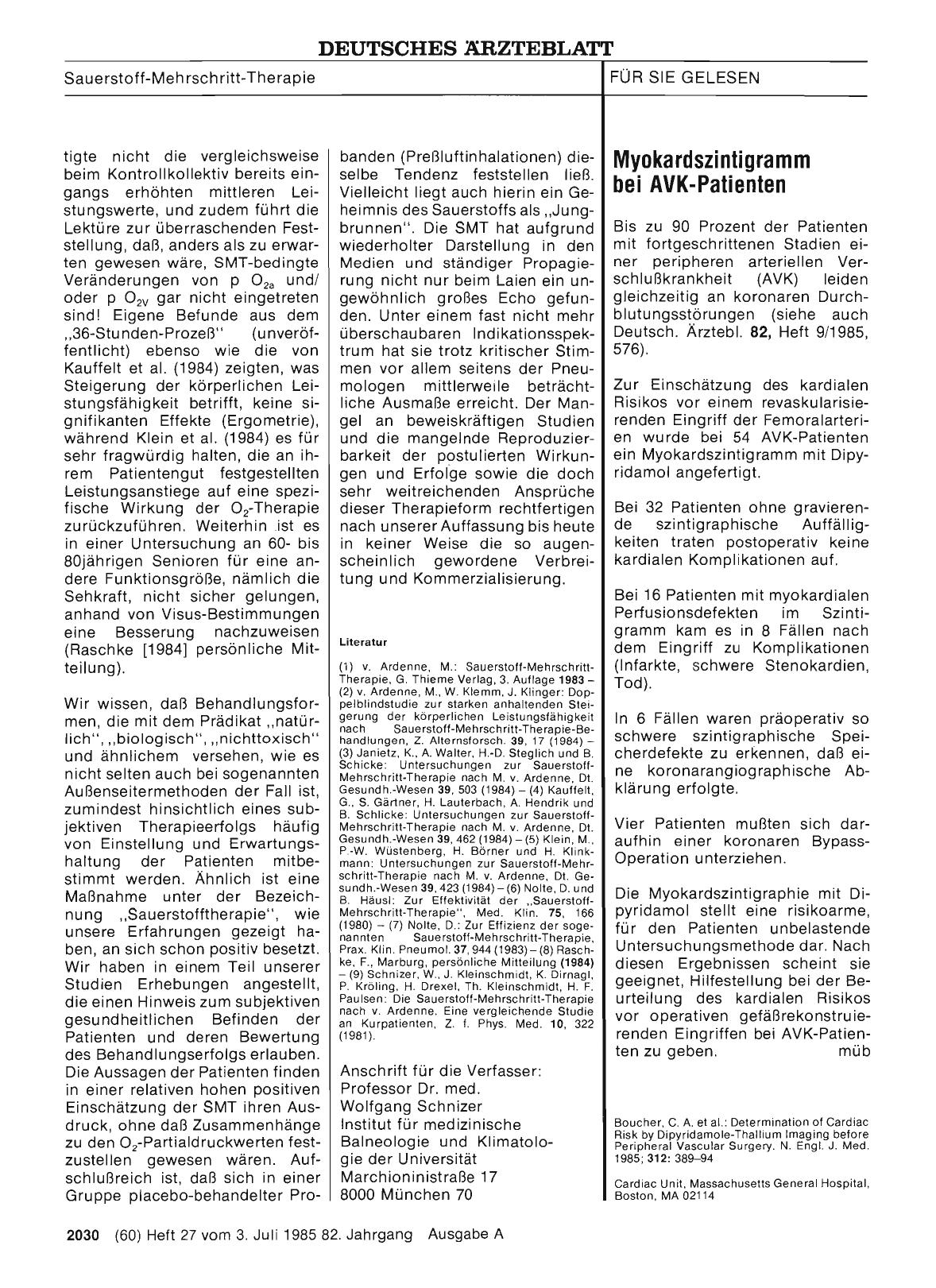 Vorschauseite 1: Myokardszintigramm bei AVK-Patienten