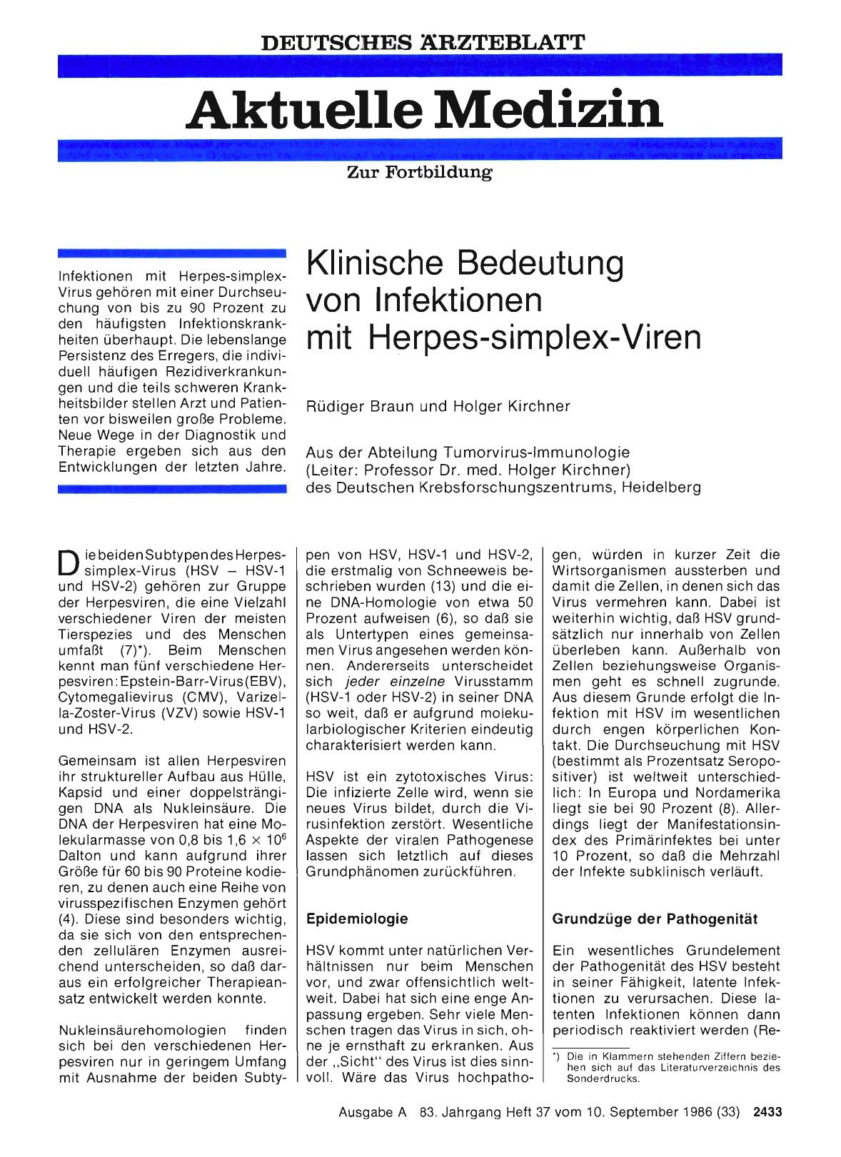Vorschauseite 1: Klinische Bedeutung von Infektionen mit Herpes-simplex-Viren