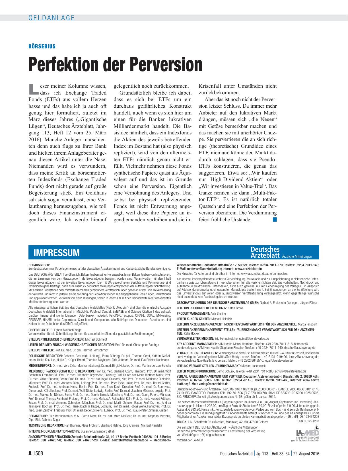 Vorschauseite 1: Börsebius: Perfektion der Perversion