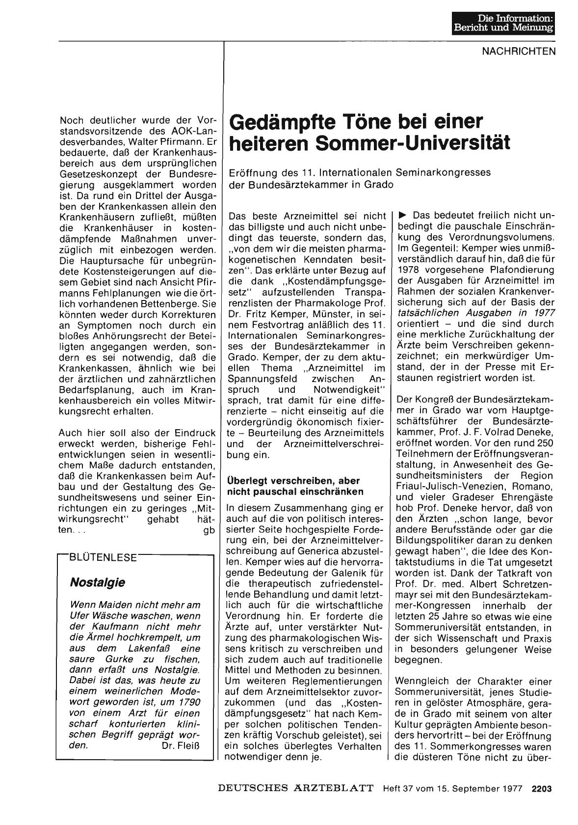 Vorschauseite 1: Gedämpfte Töne bei einer heiteren Sommer-Universität:
