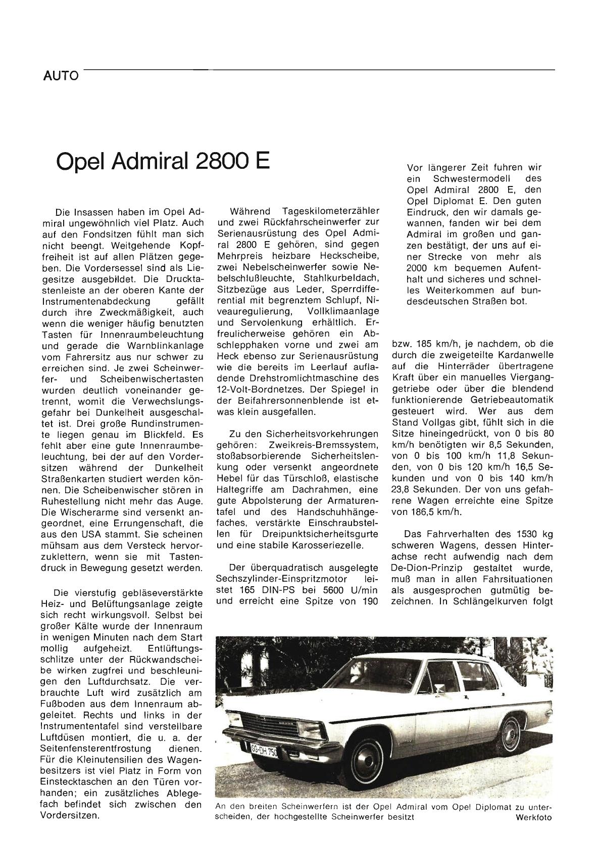 Vorschauseite 1: Opel Admiral 2800 E