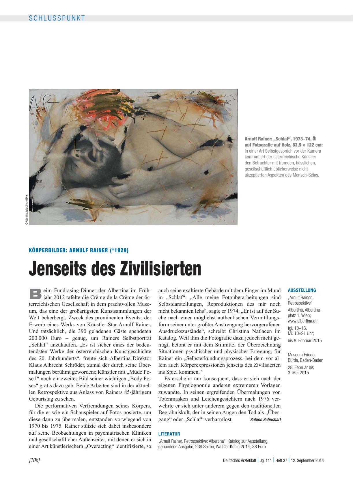 Vorschauseite 1: Körperbilder: Arnulf Rainer (*1929) – Jenseits des Zivilisierten