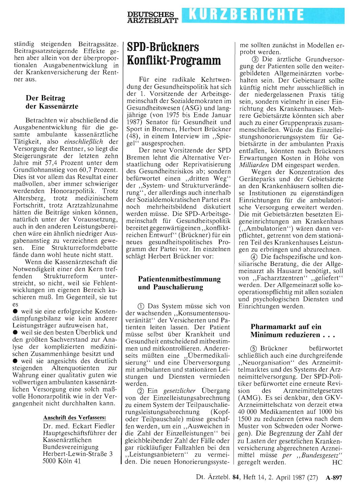 Vorschauseite 1: SPD-Brückners Konflikt-Programm