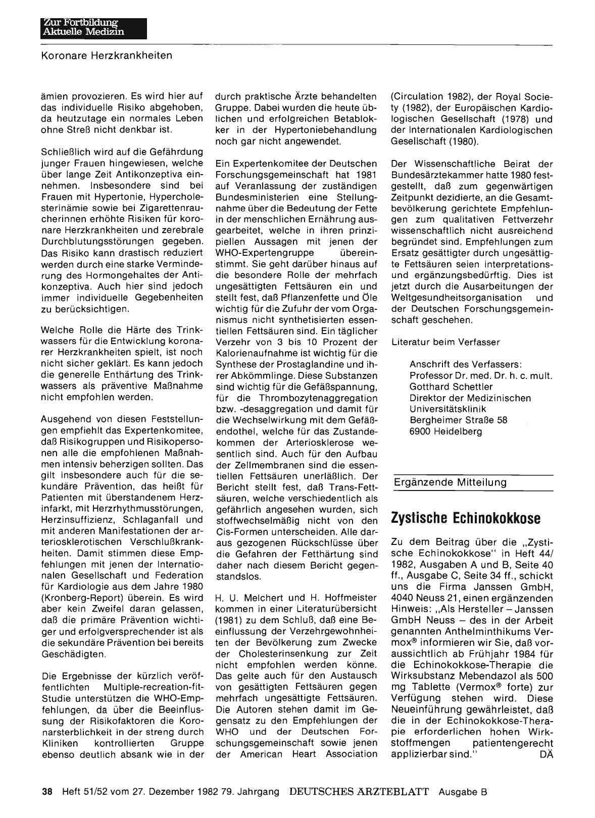 Vorschauseite 1: Ergänzende Mitteilung: Zystische Echinokokkose