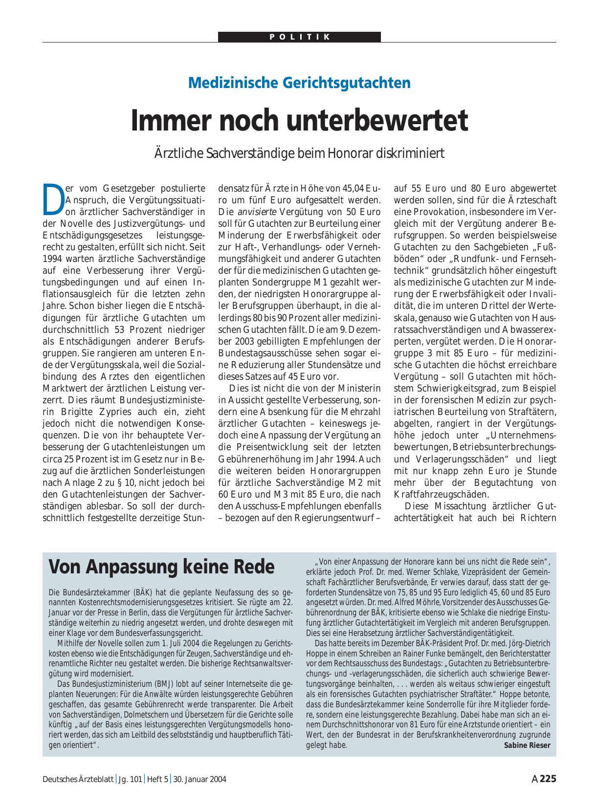 Vorschauseite 1: Medizinische Gerichtsgutachten: Immer noch unterbewertet