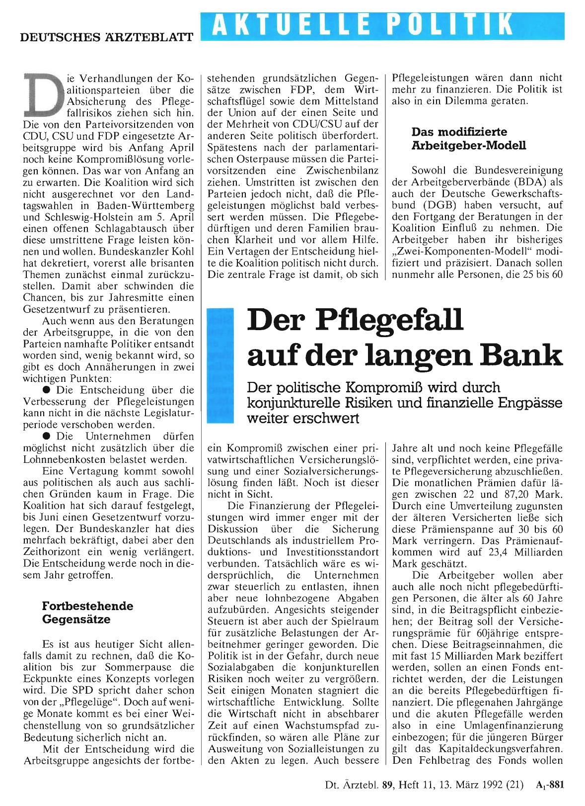 Vorschauseite 1: Der Pflegefall auf der langen Bank