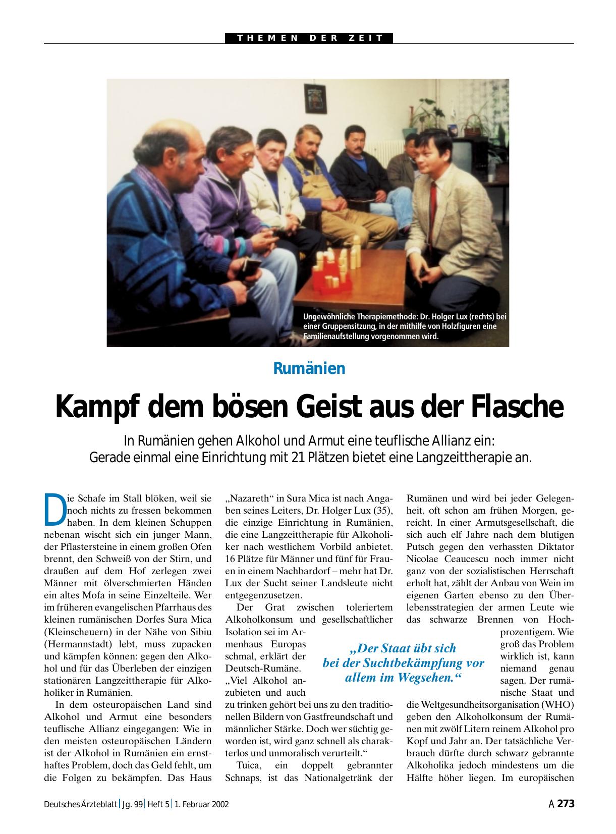 Vorschauseite 1: Rumänien: Kampf dem bösen Geist aus der Flasche