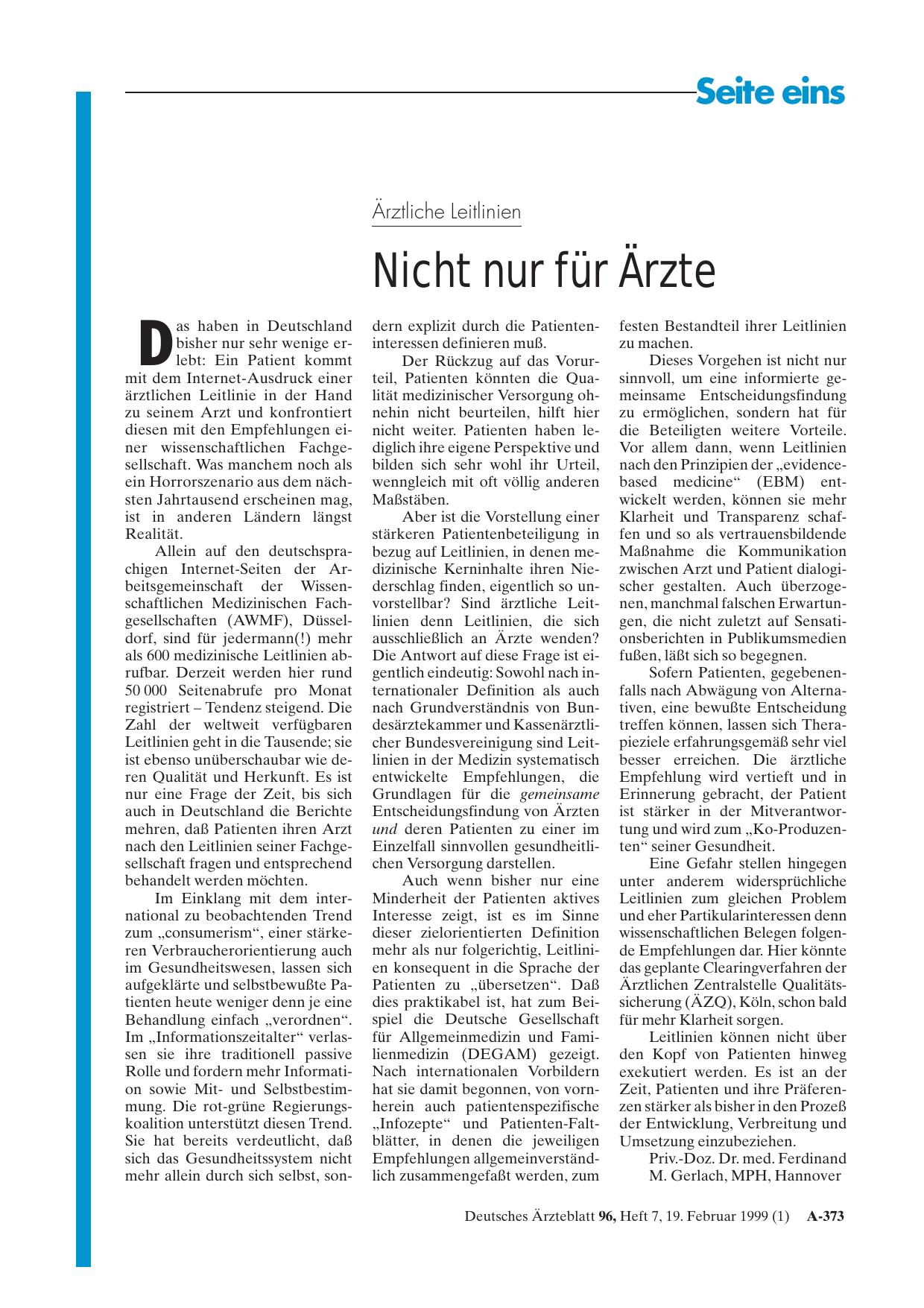 Vorschauseite 1: Ärztliche Leitlinien: Nicht nur für Ärzte