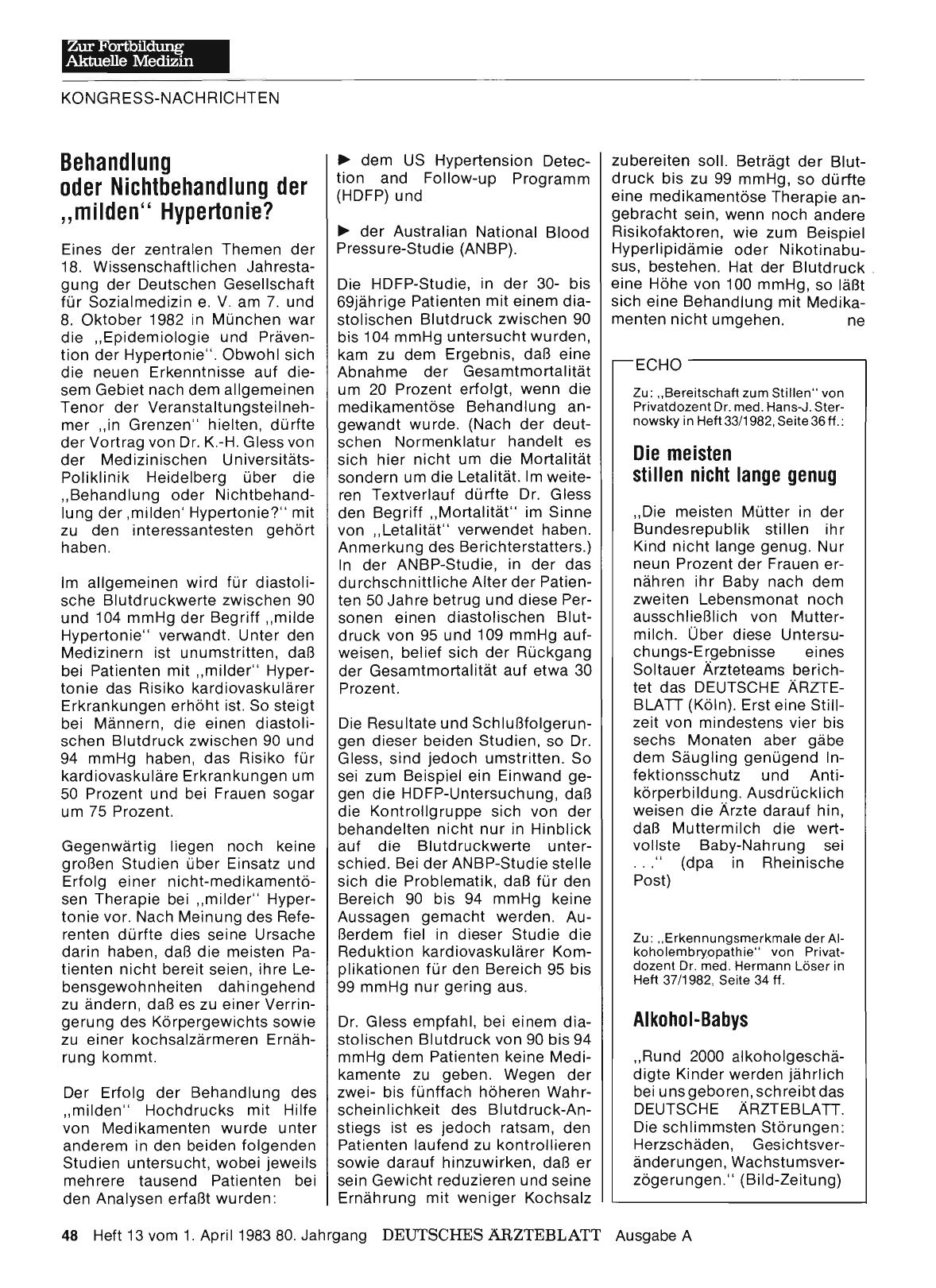 Vorschauseite 1: Behandlung oder Nichtbehandlung der „milden“ Hypertonie?